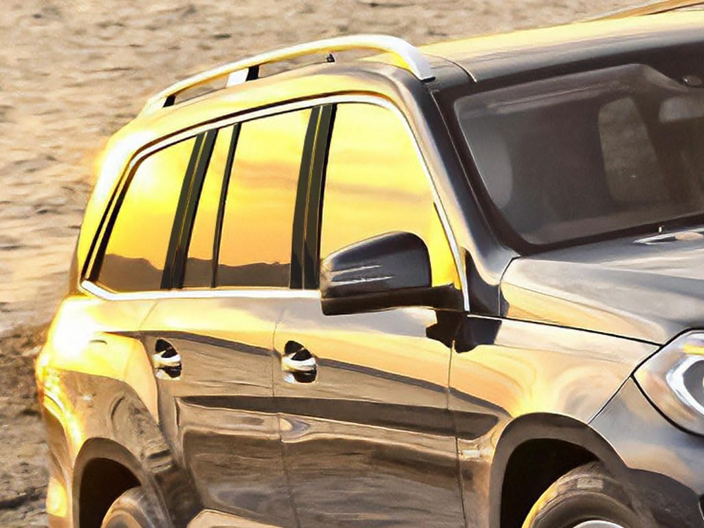 Rvinyl Pillar Post Window Trim Compatible with Mercedes-Benz GL-Class 2007-2012 - Gloss (Black)