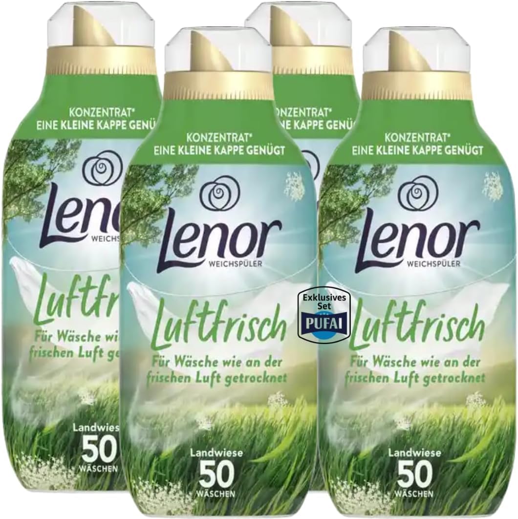 PUFAI BUNDLE-Weichspüler Konzentrat – Luftfrisch Landwiese – 50 WL – 4er Pack – Frische & langanhaltender Duft
