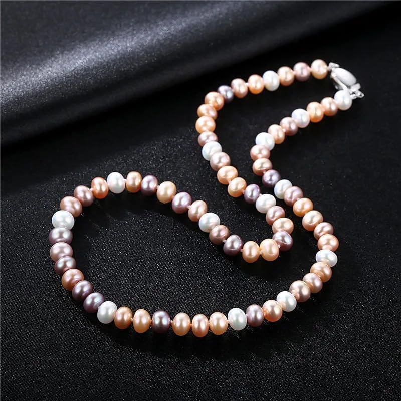 High-Brightness Pearl Strand Necklace 8-9Mm Natural Freshwater Pearl Necklace For Women Wedding Jewelry