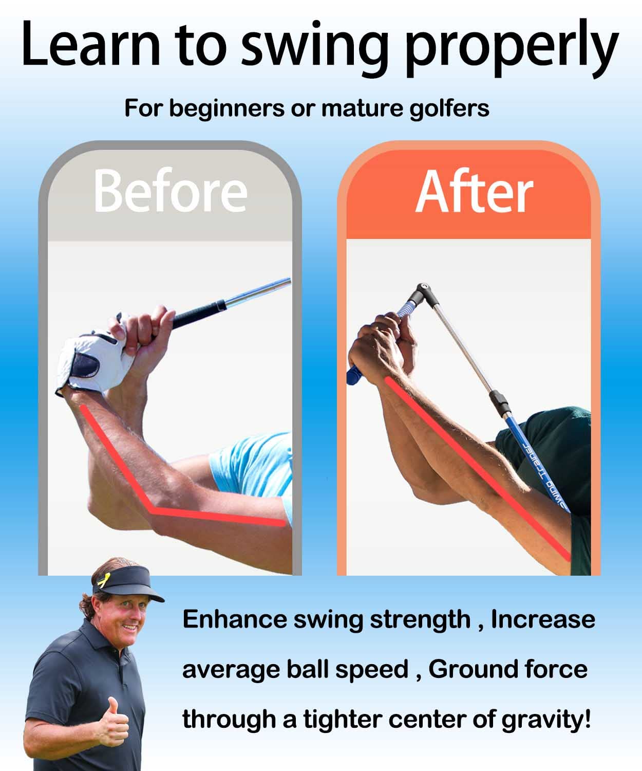 Zcoorey Golf Swing Trainer aid - Golf Training aid to Improve Hinge, Forearm Rotation, Shoulder turna and Grip.Portable Collapsible Swing Trainer Equipped with Golf Grip Trainer