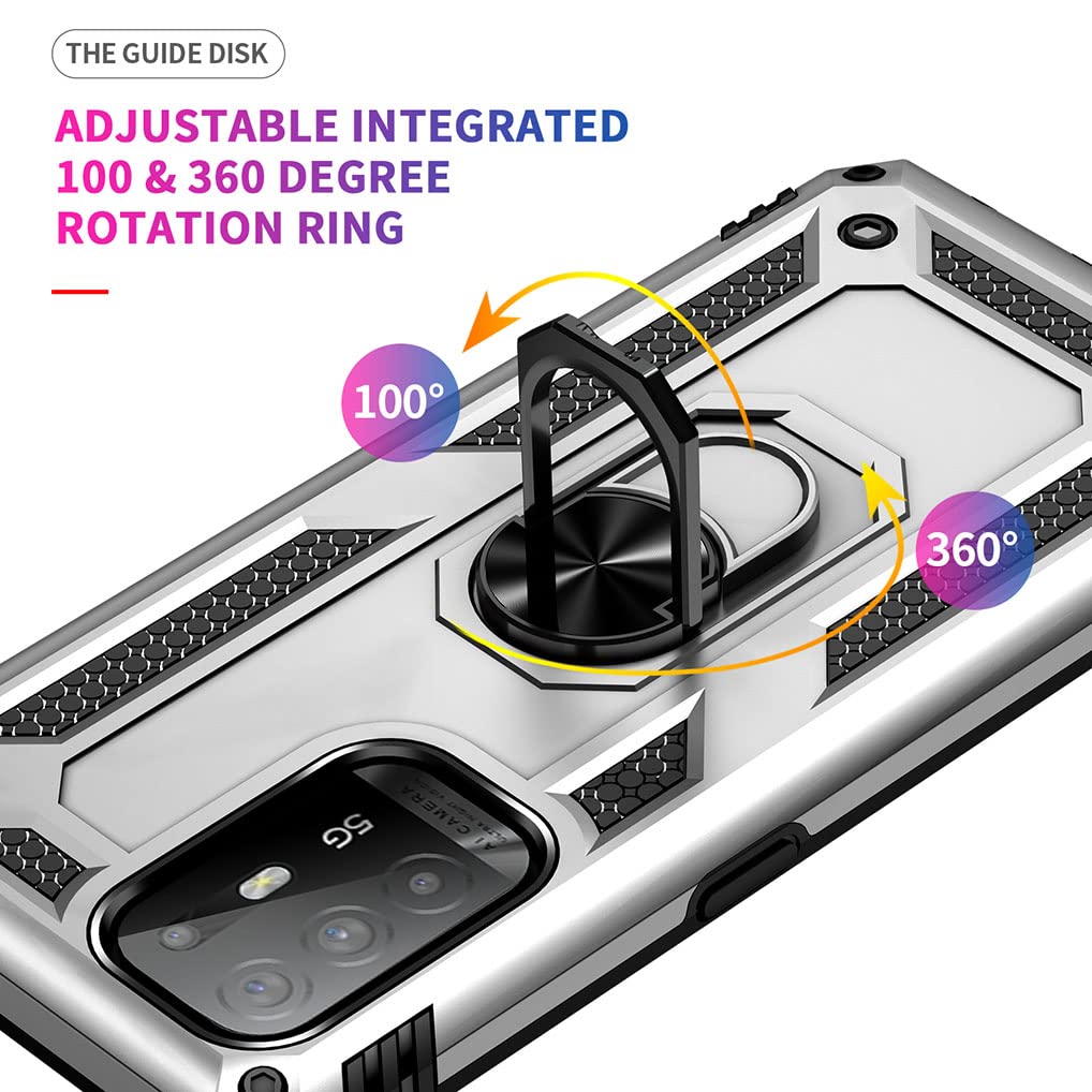DERHAN Cover per vivo Y21 / Y21S / Y33S con Vetro Temperato, Custodia Protettiva Resistente Antiurto Robusta Case con Supporto Magnetico Rotante a 360° - Nero