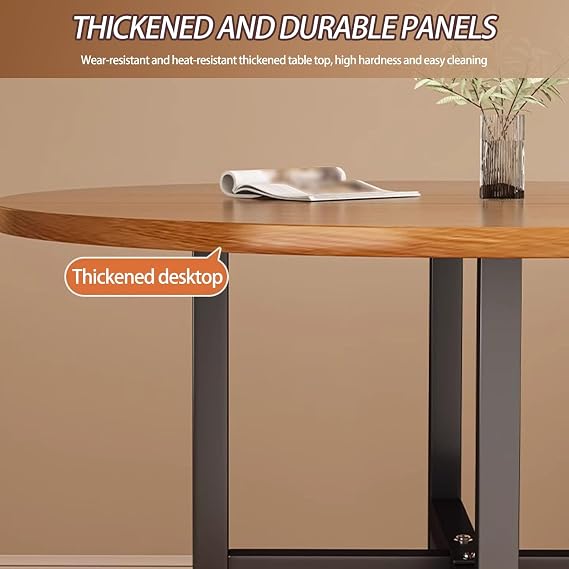 Home use Folding Dining Table, Extendable Drop Leaf kitchen table，Round Portability folding kitchen tables with 6 Wheels,Multifunction Space Saving Tables for Dining Room(Brown,100cm)