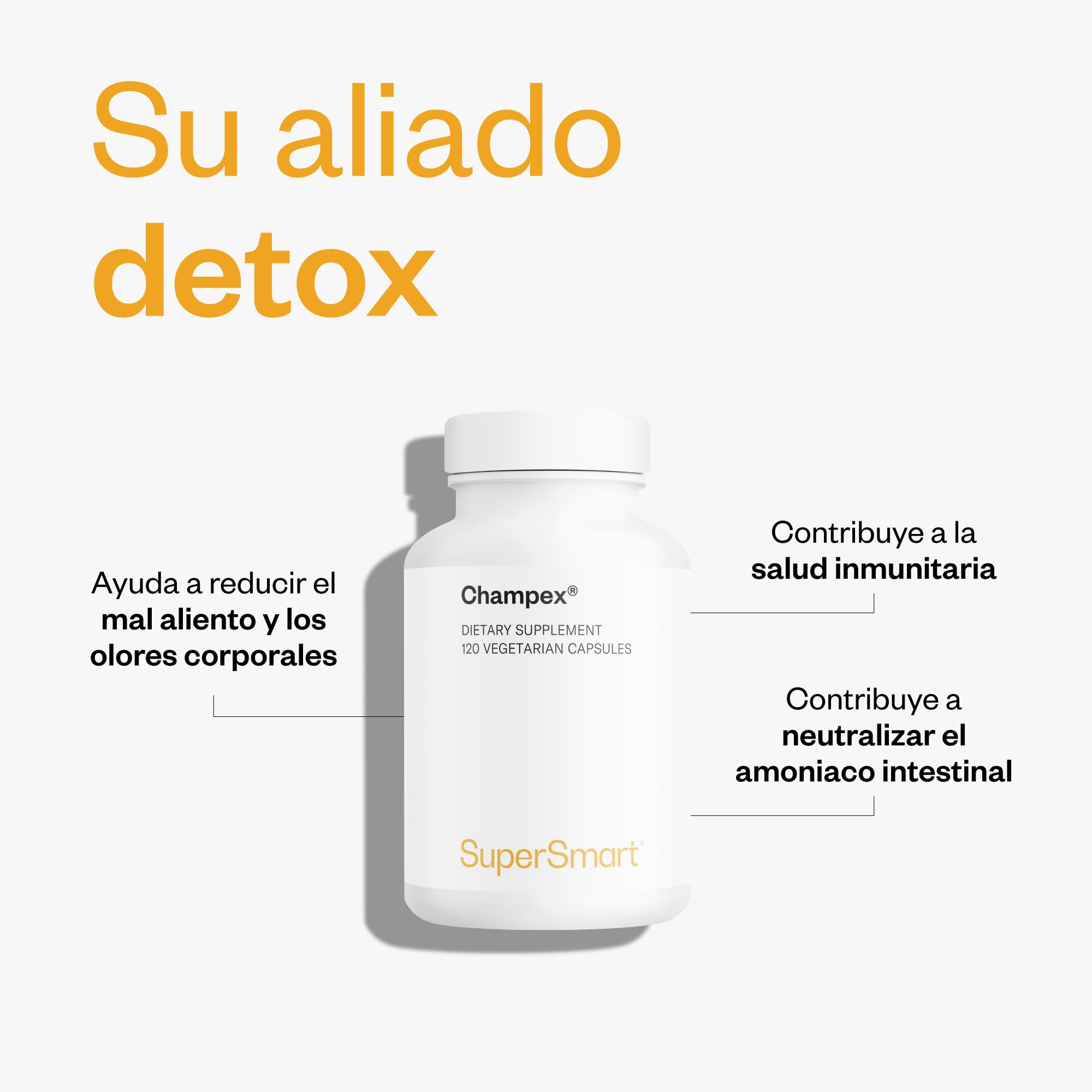 Champex - Reducir el Mal Aliento y el Olor Corporal - Vegano - SuperSmart | Para la Halitosis y el Mal Aliento Estomacal - Purifica sus Intestinos - Extracto de Agaricus Bisporus - Sin Gluten