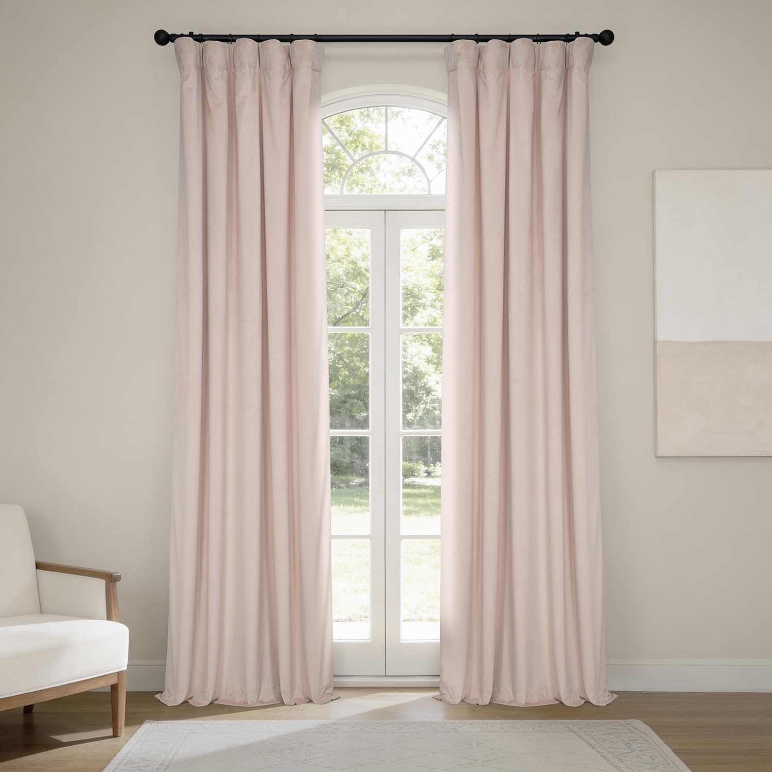 HPD Half Price Drapes Heritage Plush Velvet Curtains for Bedroom & Living Room 50 X 84, VPYC-225371-84 (1 Panel) Light Pink