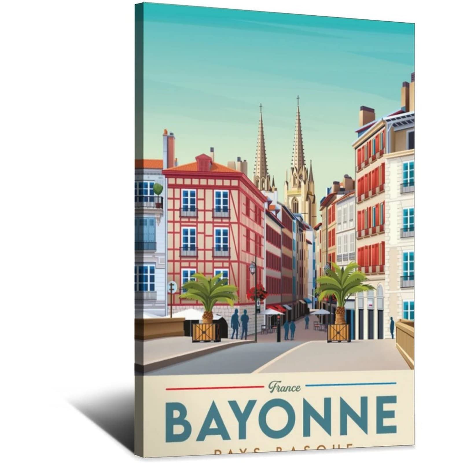 Metal Tin Sign France Bayonne Bayonne Cathedral Vintage Travel Tin Sign Rustic Decor Cave Coffee Shop Bar Bedroom Home Wall Decor Tin Sign 20x30CM