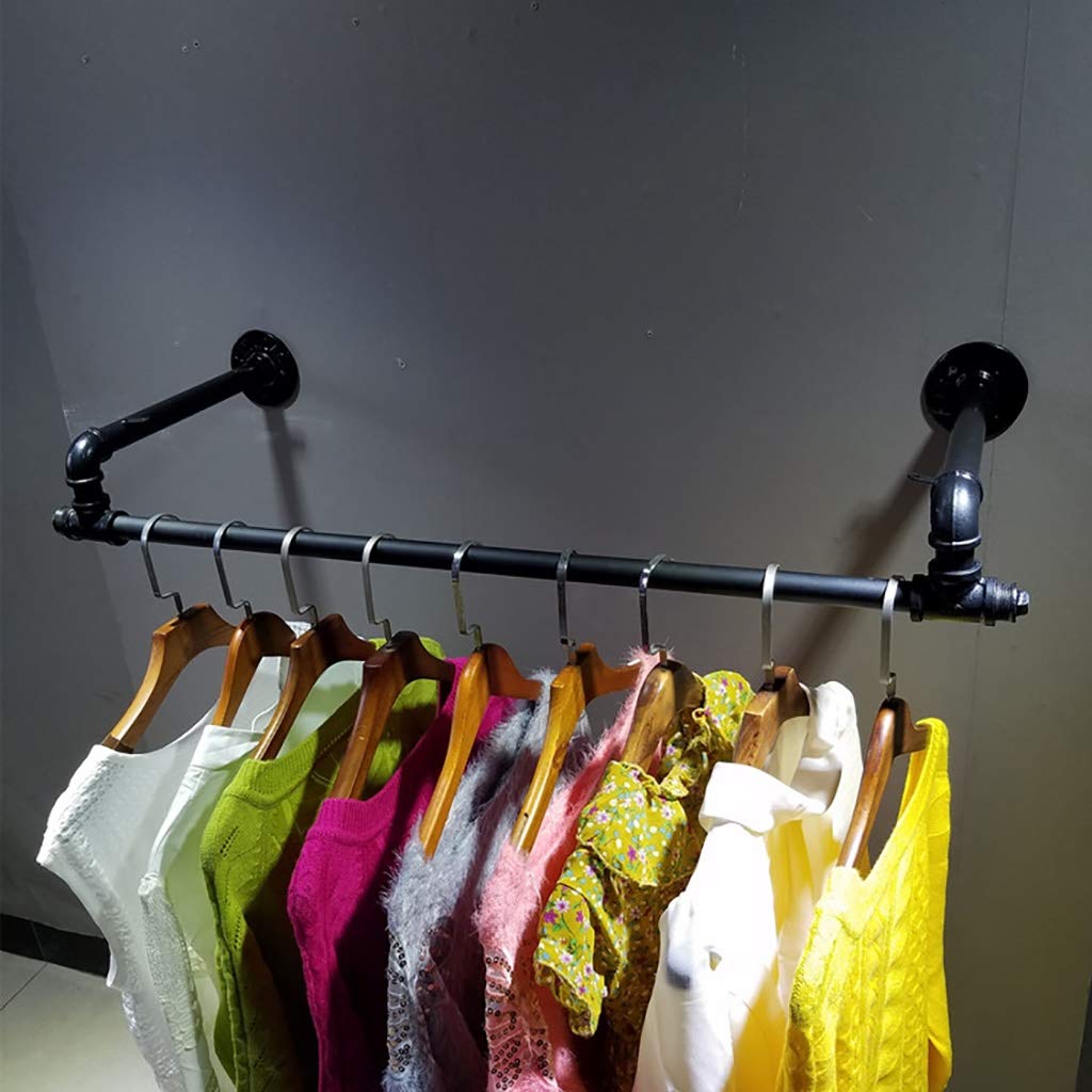 HPTHLY Industrial Style Clothes Rack Wall Mounted Garment Rack Commercial Clothing Display Rack For Home,Iron Finished (100X30Cm)