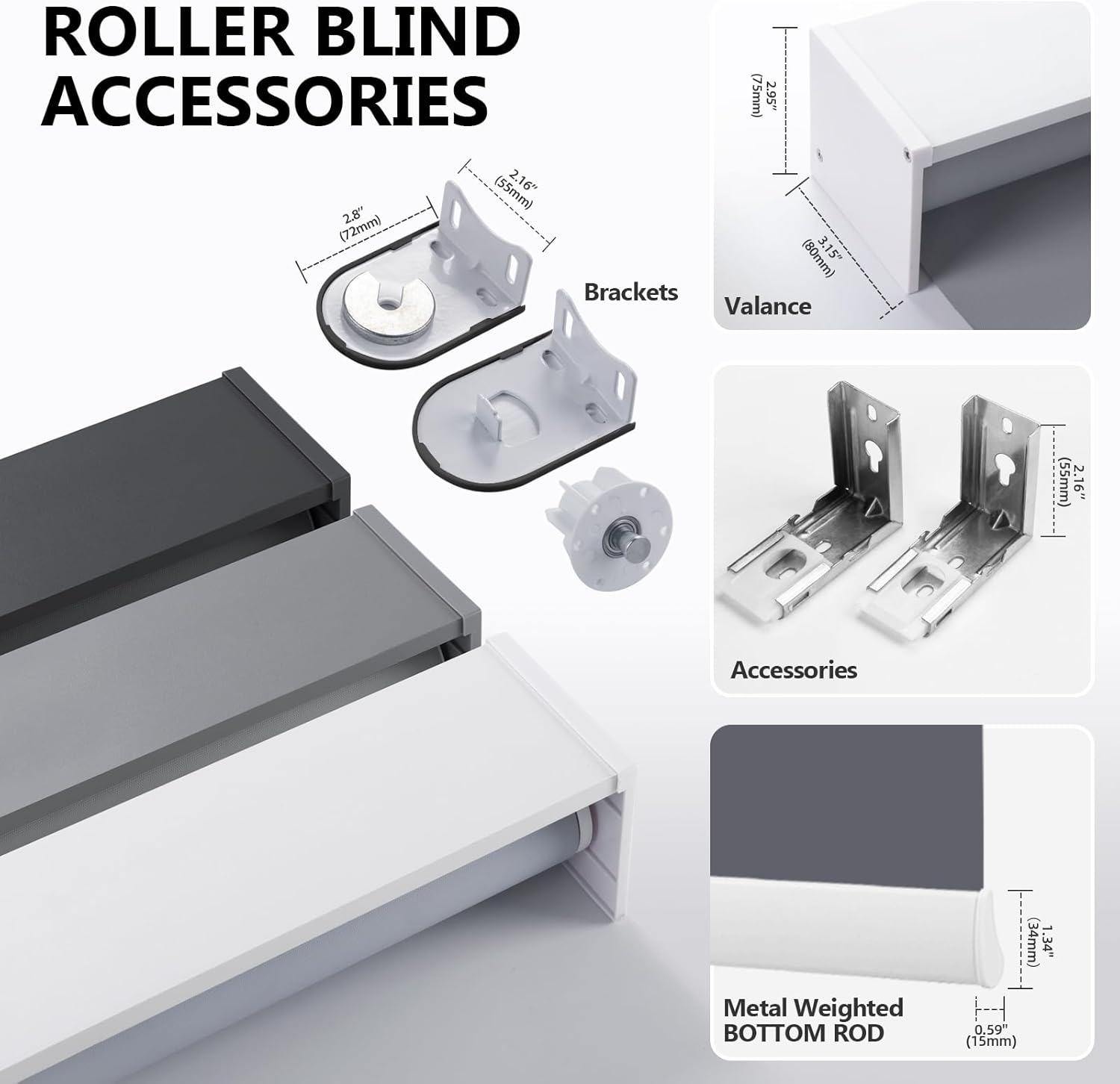Motorized Blackout Window Blinds Customize Width (21-92 in) Remote Control Wireless and Rechargeable Roller Shades Blinds for Windows, Home, Office, Living Room, Master Room, Restaurant (Dark Grey)