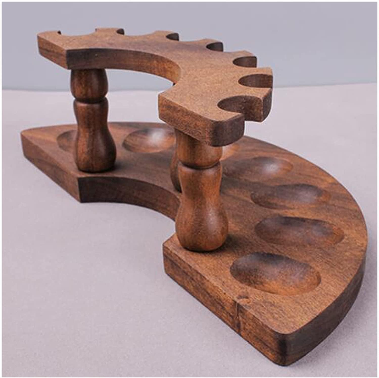Wooden Tobacco Pipe Stand Display Holder, 7-Slot Black Walnut Wooden Smoking Rack, Handmade Men's Gift Pipes Accessory
