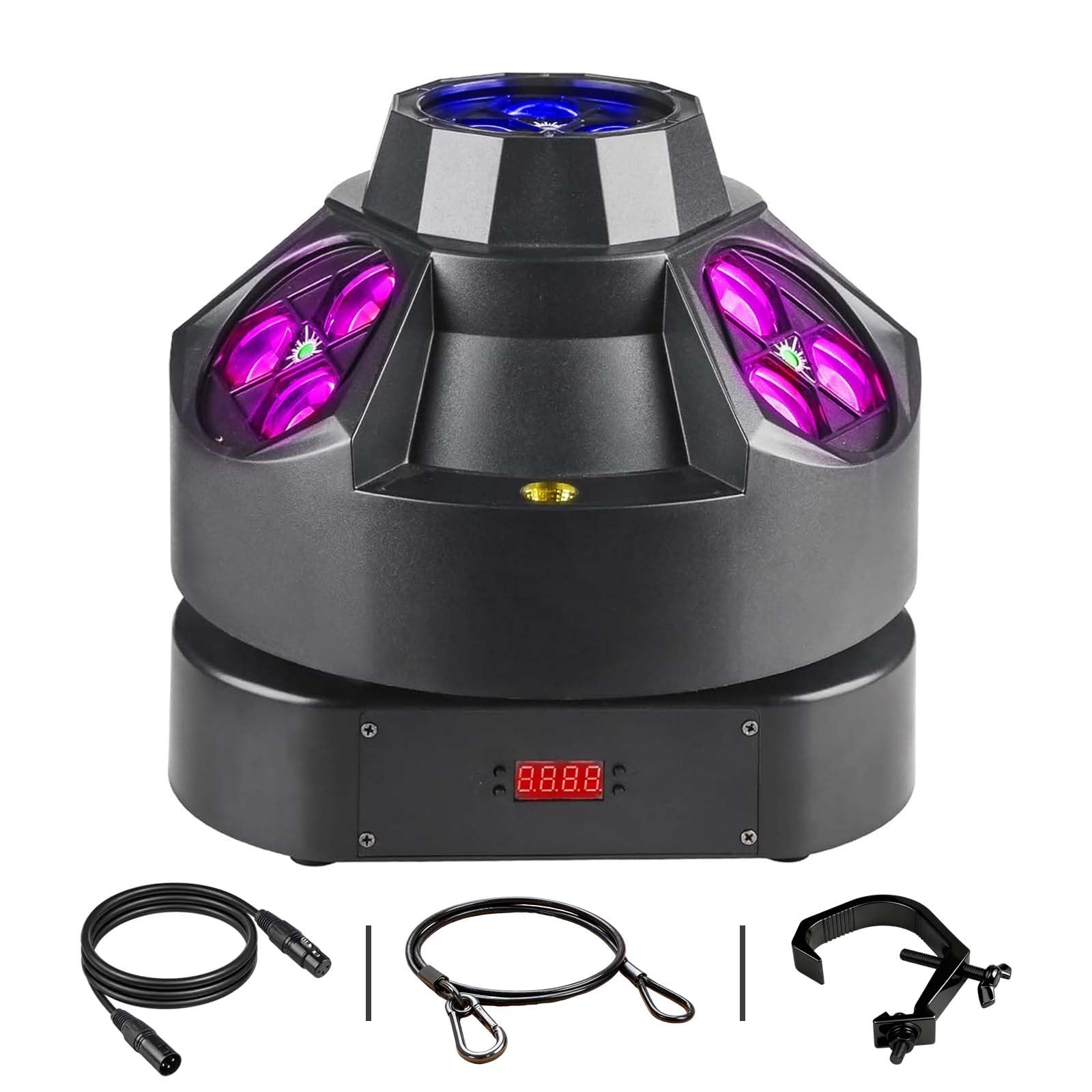 DJ-Partylicht, 200 W RGBW 4-in-1-LED-DJ-Bühnenlichter, DJ-Lichter mit unendlicher Drehung und aktiviertem Ton für Hochzeits-DJ-Partys und Live-House