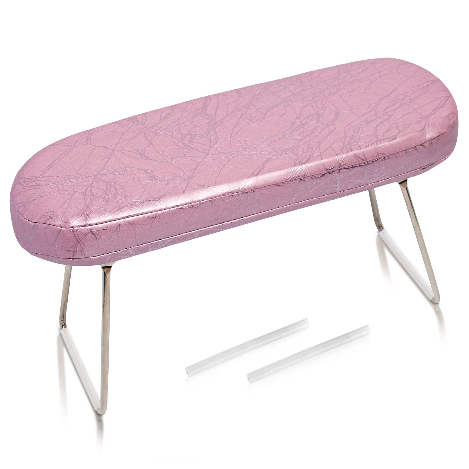 Ranrose Nail Arm Rest Nail Pillow Hand Rest for Nails Hand Rest Pillow with Stand Foldable Microfiber Leather Manicure Hand Pillow with Hose Sleeve Nail Arm Rest Cushion for Nails Salon (Pink)