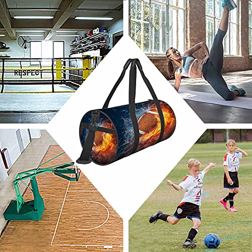 Yekiua Burning Football Travel Duffel Bag American Football Game Ball Fire And Water Sports Gym Bag Travel Bag Overnight Weekender Bags For Women Man #TOP5