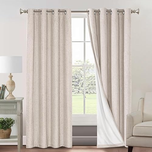 Miniatura 159 de PrinceDeco Cortinas 100% opacas, mezcla de lino natural, 84 pulgadas de largo, oscurecimiento de la habitación, cortinas opacas sólidas para sala de
