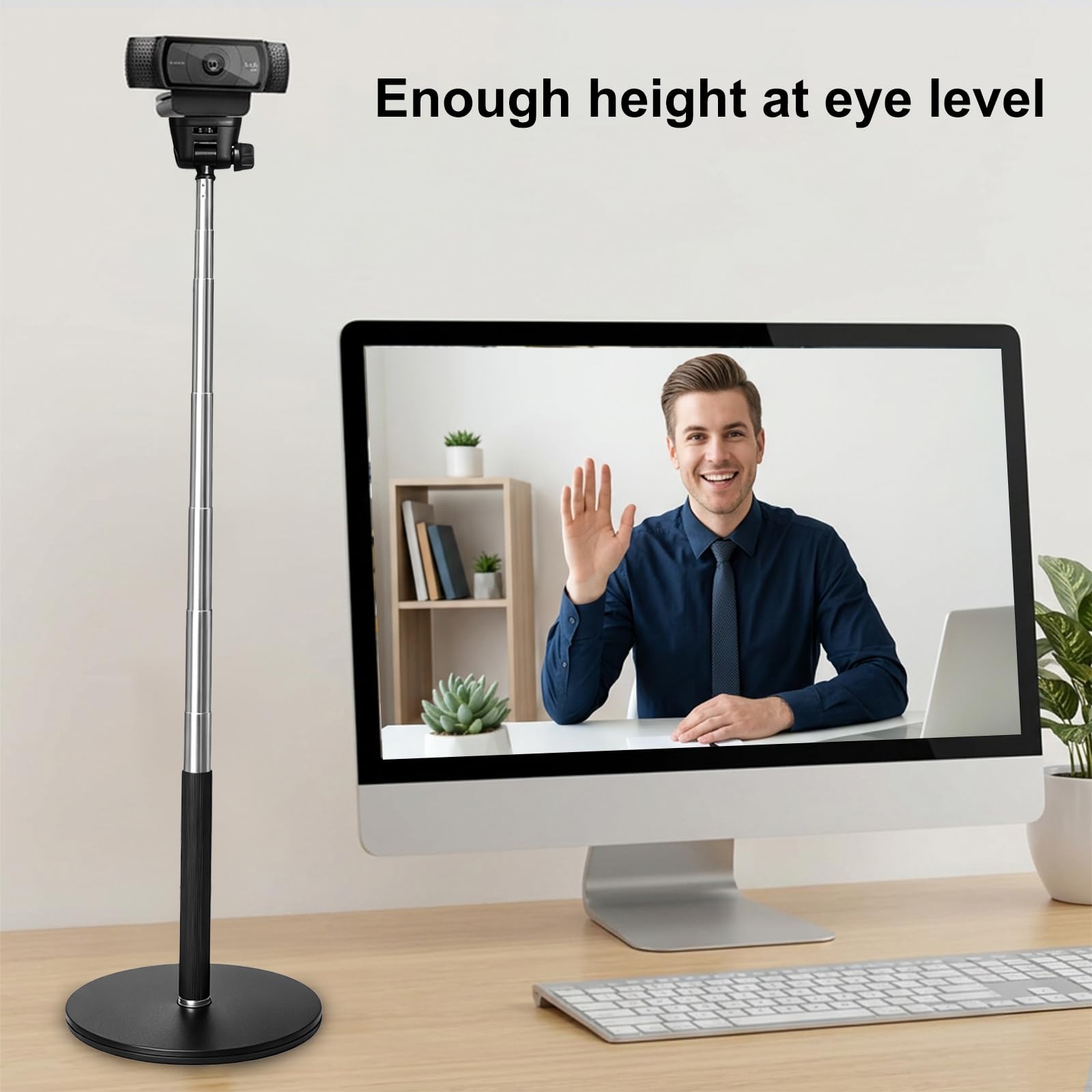 LenTok Support télescopique pour webcam pour webcam Logitech C922 C930e C920S C920 C615 C960 C920x BRIO 4K NexiGo N60, etc., pour réunions zoom, streaming, enregistrement vidéo