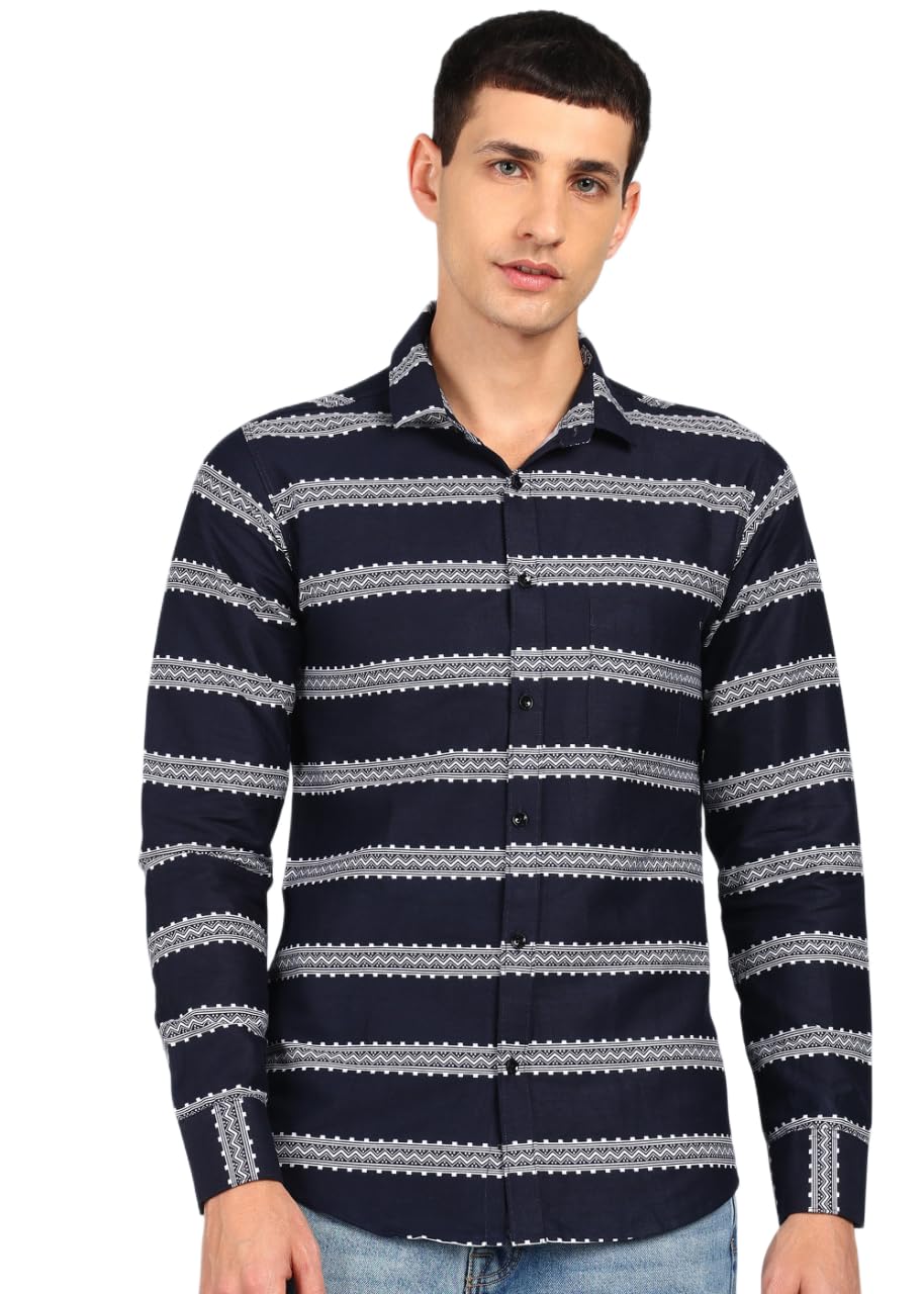 Mens Casual N Formal Single Pocket Printed Shirt-image-14