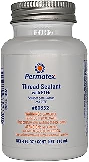 Permatex 80632 Thread Sealant with PTFE, 4 oz. , White
