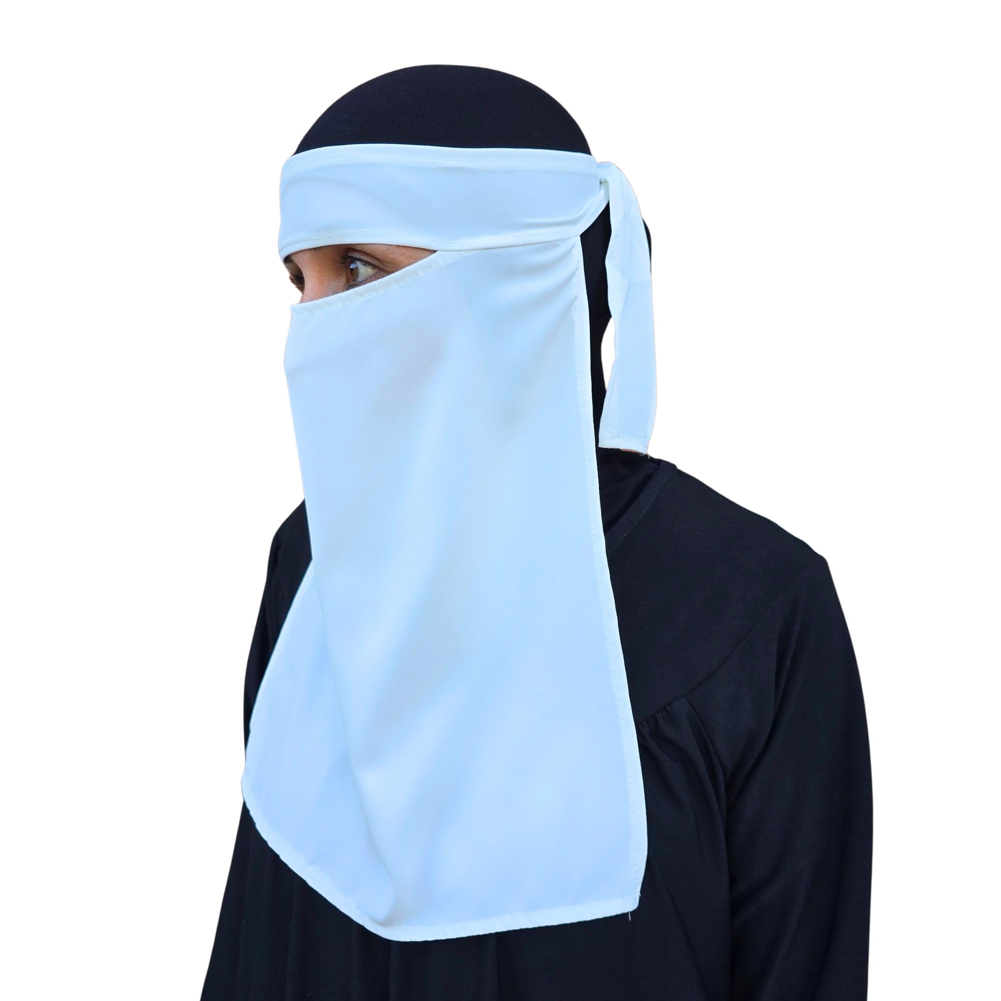 Yaqeen Women's White Hijab Niqab Face Veil Jilbab Abaya Khimar Headscarf One Piece Islamic Scarf Ideal Madrassa Mosque Ramadan Eid Wedding Everyday (White)