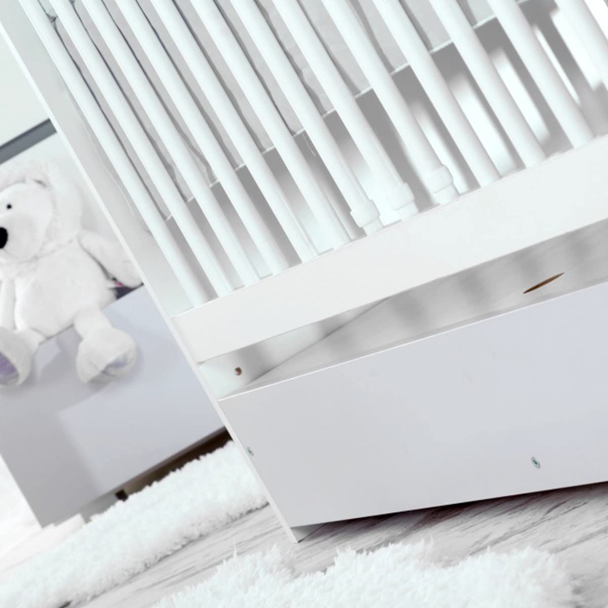 Mon Mobilier Design Dalia Ensemble Commode à Langer + lit bébé évolutif Blanc 120X60 + tiroir