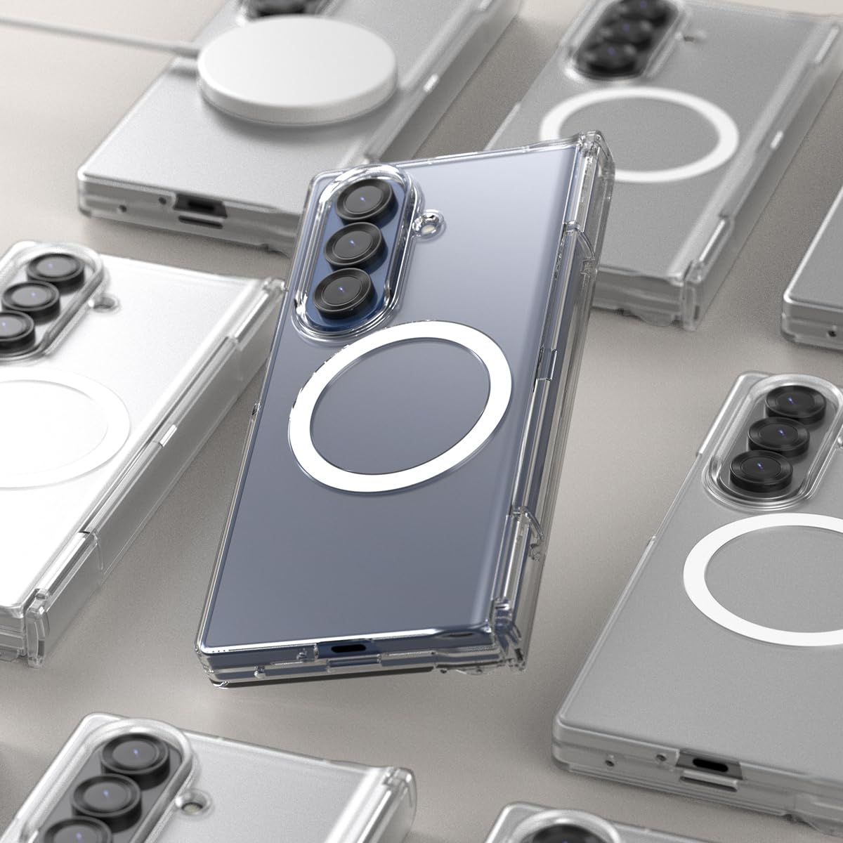 araree Nukin 360 M - Funda para Galaxy Z Fold 7, funda delgada magnética lista para Qi2, protección de bisagra de cuerpo completo, cubierta dura a prueba de golpes (transparente mate, Galaxy Z Fold 7)