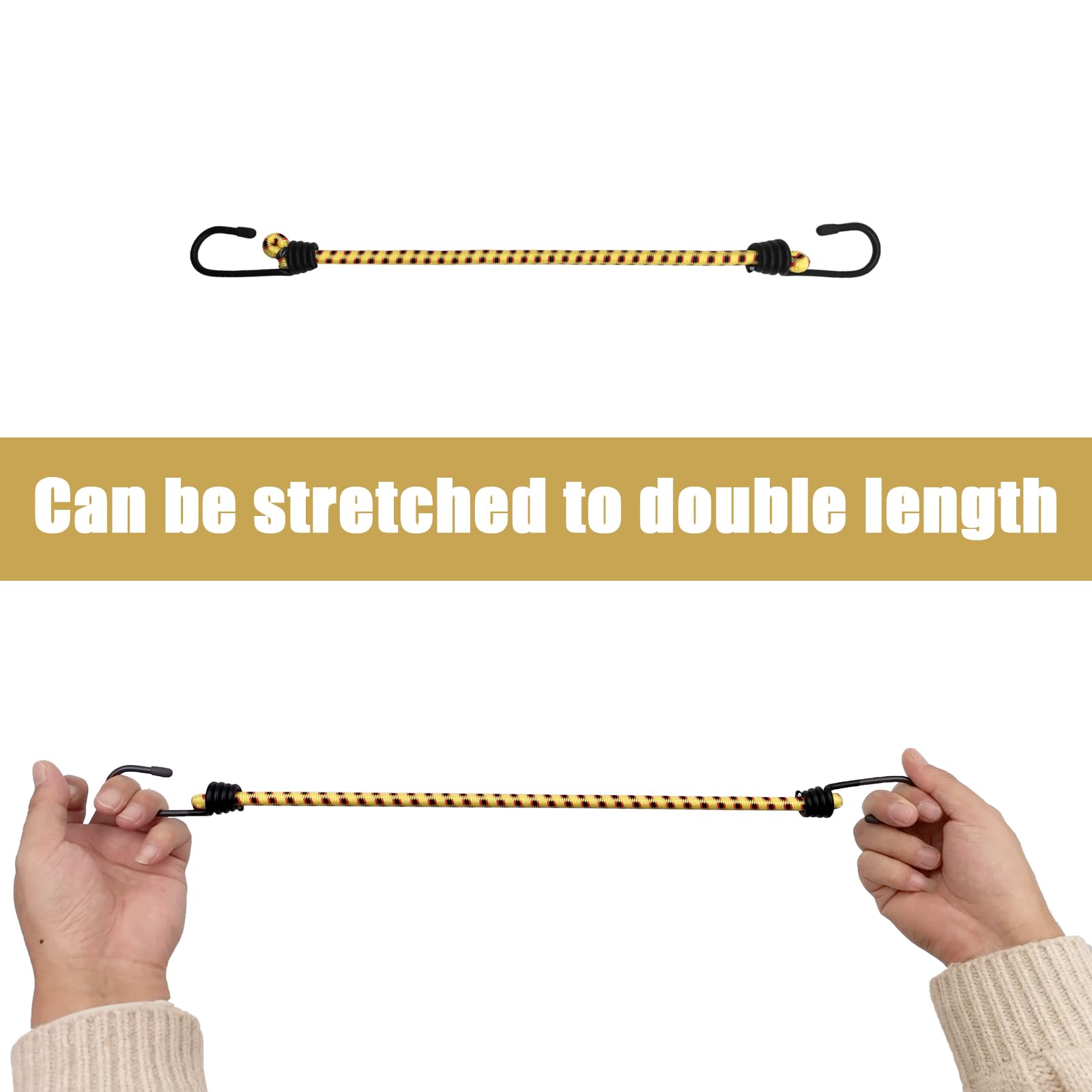 Lot de 12 tendeurs élastiques avec crochets pour extérieur, tailles assorties 40,6 cm, 61 cm, 81,3 cm, 101,6 cm pour tente extérieure, porte-bagages, camping, cargo, camping-car, vélo, transport,