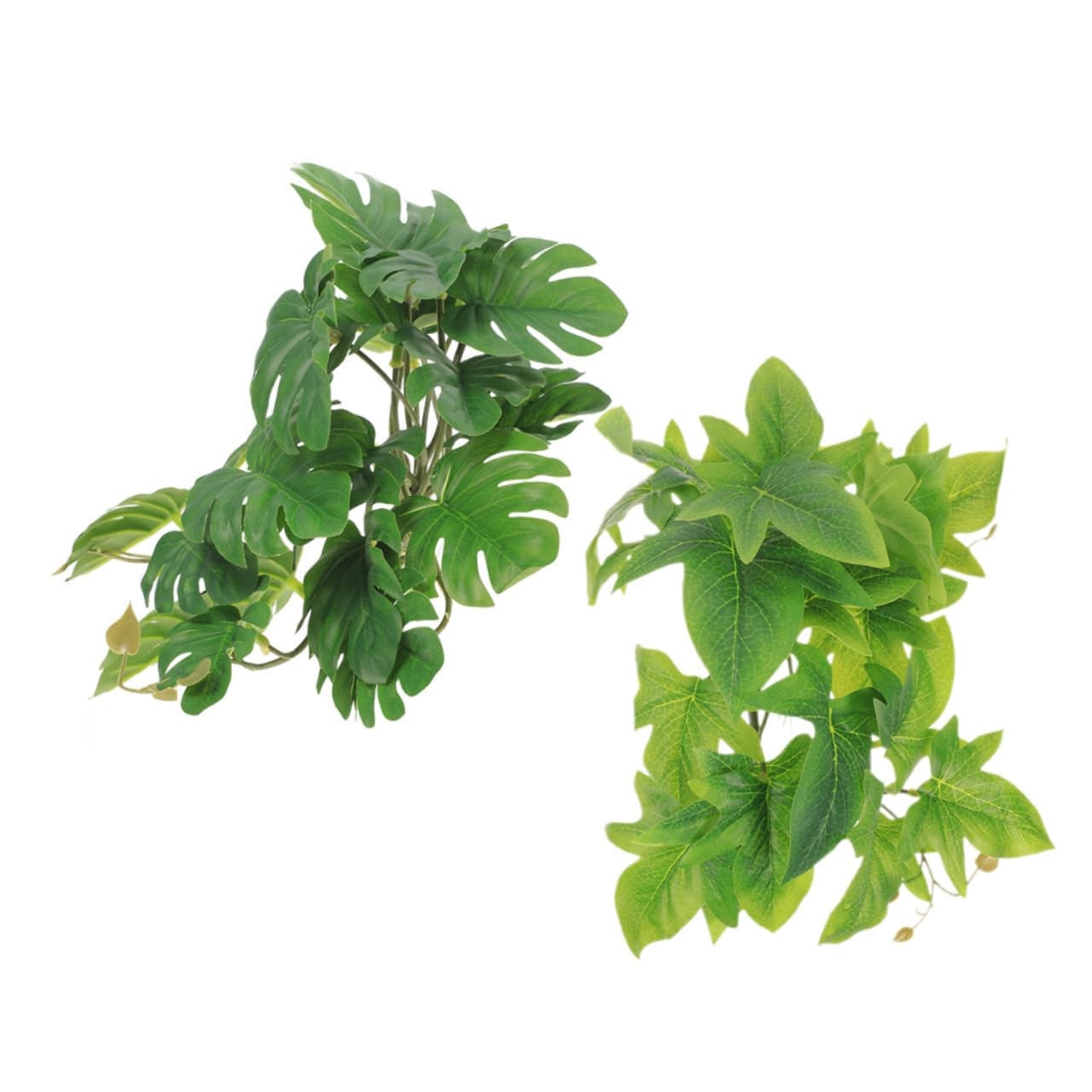 GALPADA 2pcs Lifelike Artificial Hanging Plants with Suction Cups for Reptile Habitat Decor for Terrariums Fish Tanks and Plant Decoration