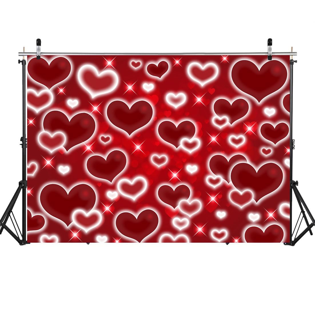 Sfondo Fotografico Cuore Glitterato Rosso - 210x150 Cm In Vinile Opaco, Per San Valentino, Matrimoni, Feste E Cabine Photo, Antiriflesso E Leggero
