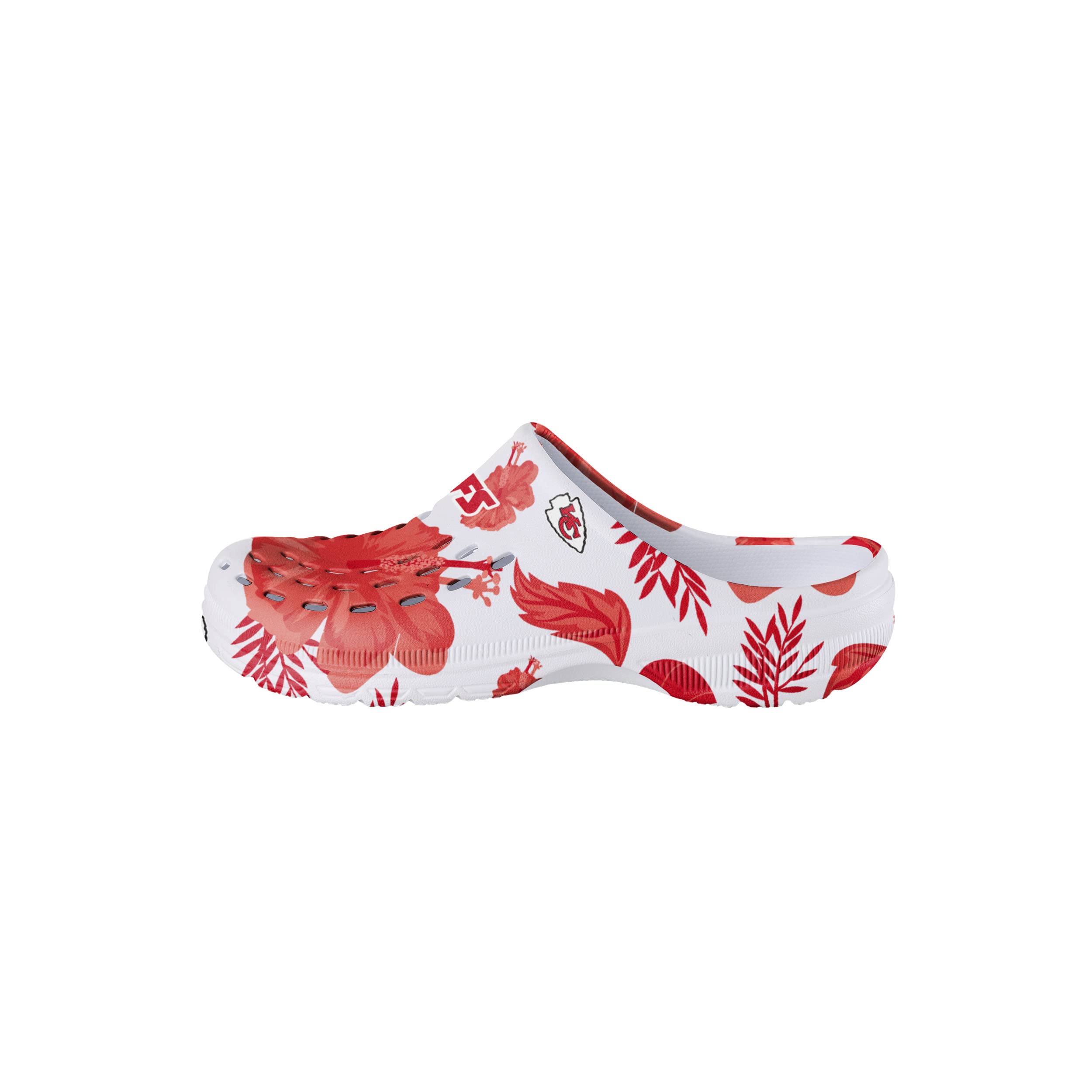 FOCO Kansas City Chiefs NFL Womens Floral White Clog - M