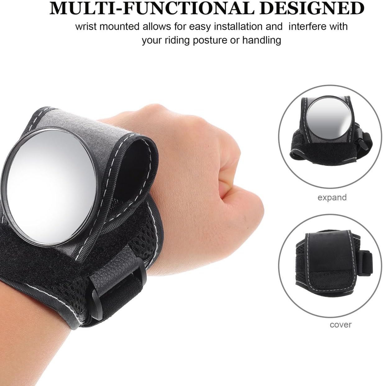 Totority Wearable Cycle Wrist Mirror - Comfortable Nylon Rearview Mirror for Biking Enhanced Safety and Wide Angle Visibility