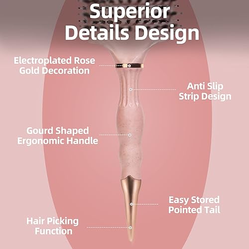 Miniatura 6 de Paquete de 2 cepillos de pelo, cerdas de jabalí, cepillo desenredante para cabello grueso, rizado, fino, largo, corto, húmedo y seco, añade brillo y