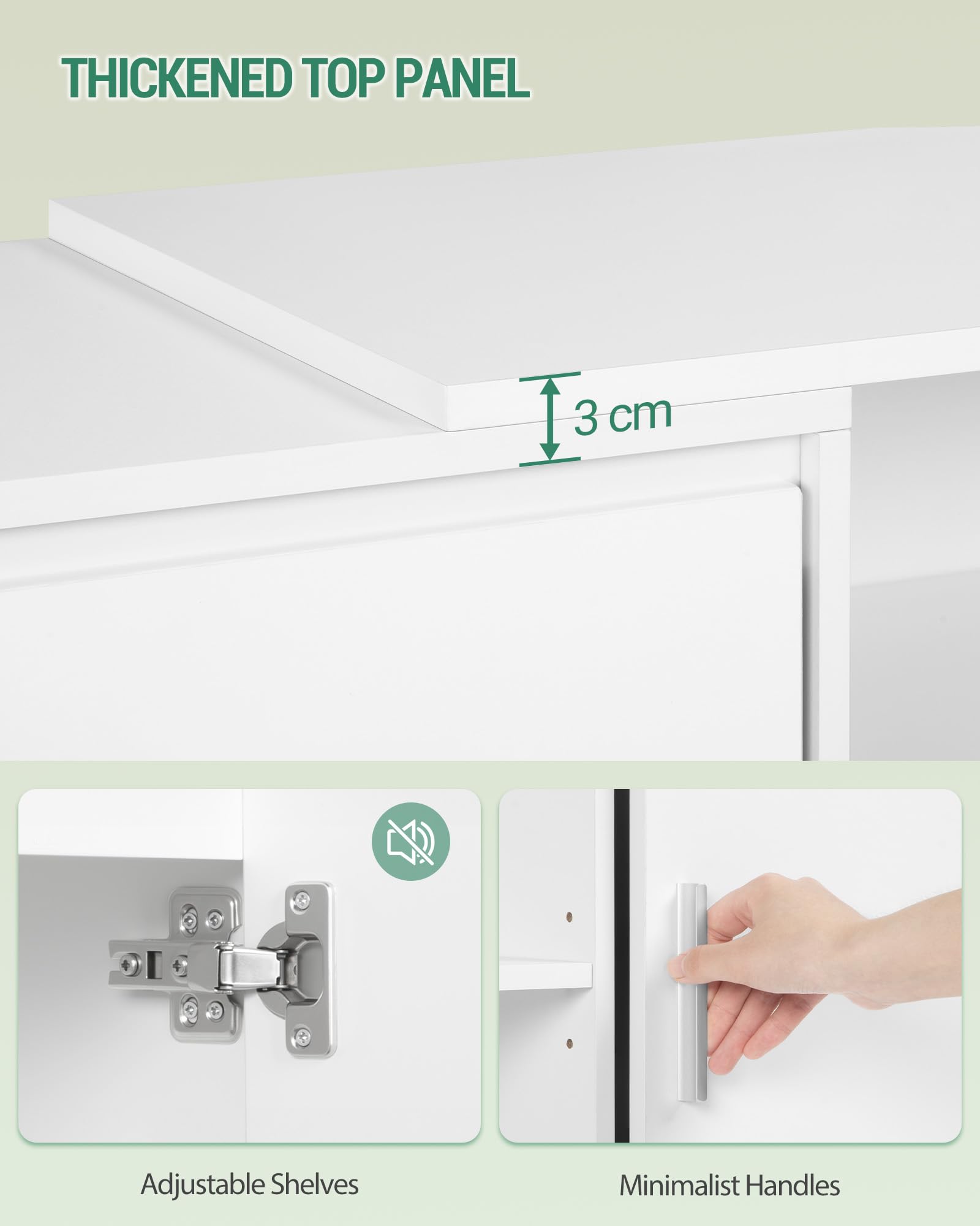 Hzuaneri Wohnwand, 3-teiliges TV Möbel Set mit 1 TV-Lowboard und 2 Freistehenden Schränken, Modernes Mediamöbel Set mit Großem Stauraum für Wohnzimmer, Weiß TV00103W