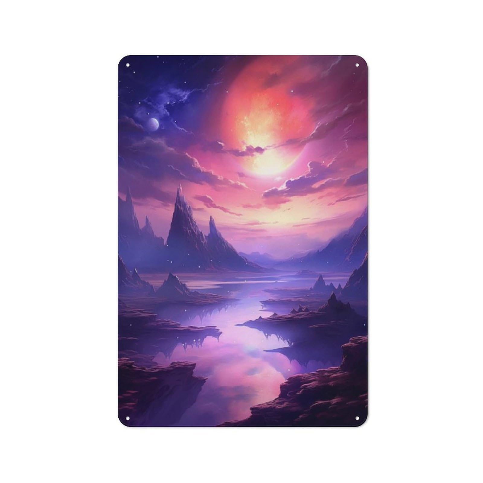 Junmoney Style Celestial Wilderness Retro- Tin Wall Plaque 30X20cm For Café Or Home Bar, For Themed Interiors In Cafés And Home Bars