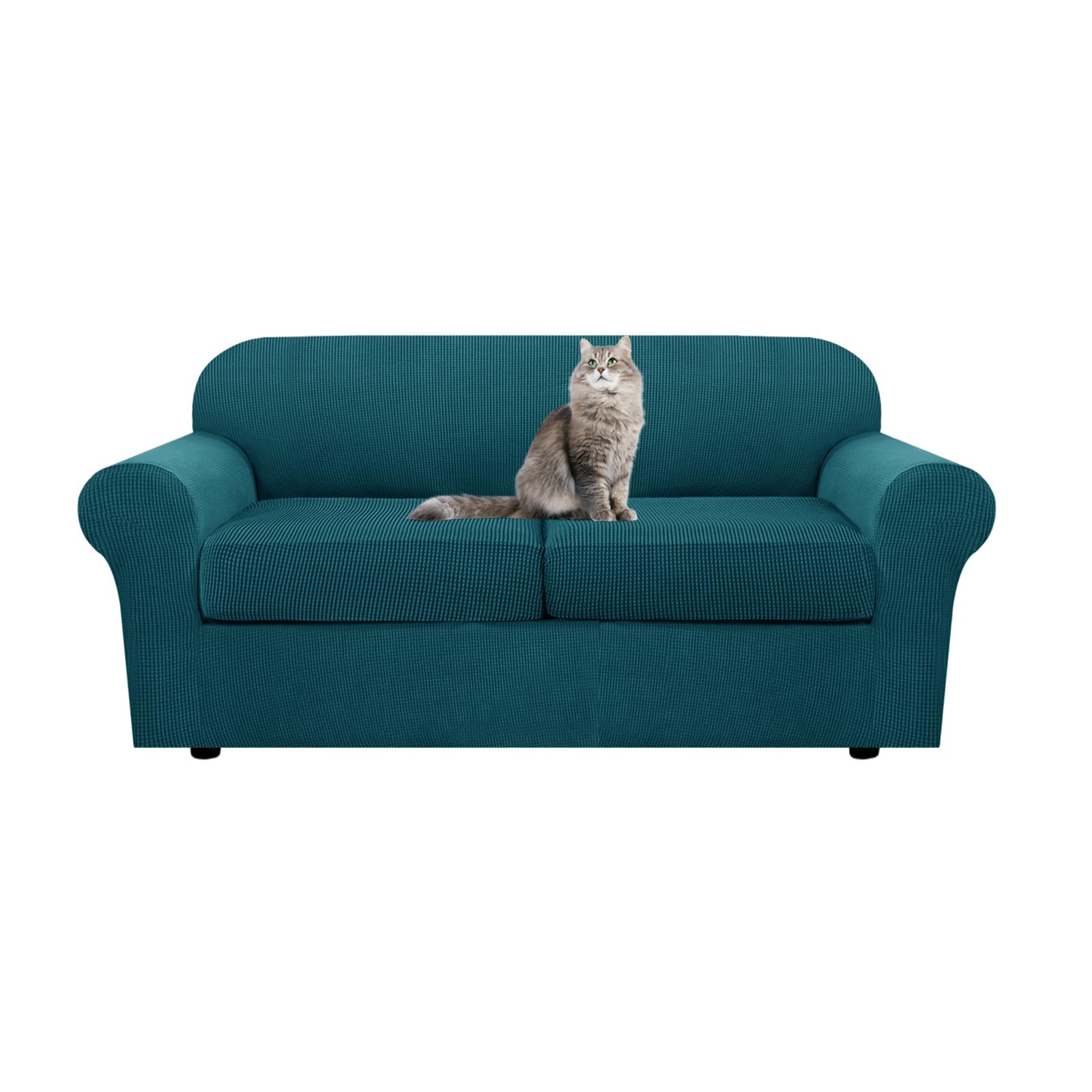 SYLC Ektorp Sofa Cover with Seat Cushions Covers and Backrests Covers Sofa Covers Stylish Stretch Jacquard Couch Slipcover Protector (Teal,Sofa+2 L Seats)