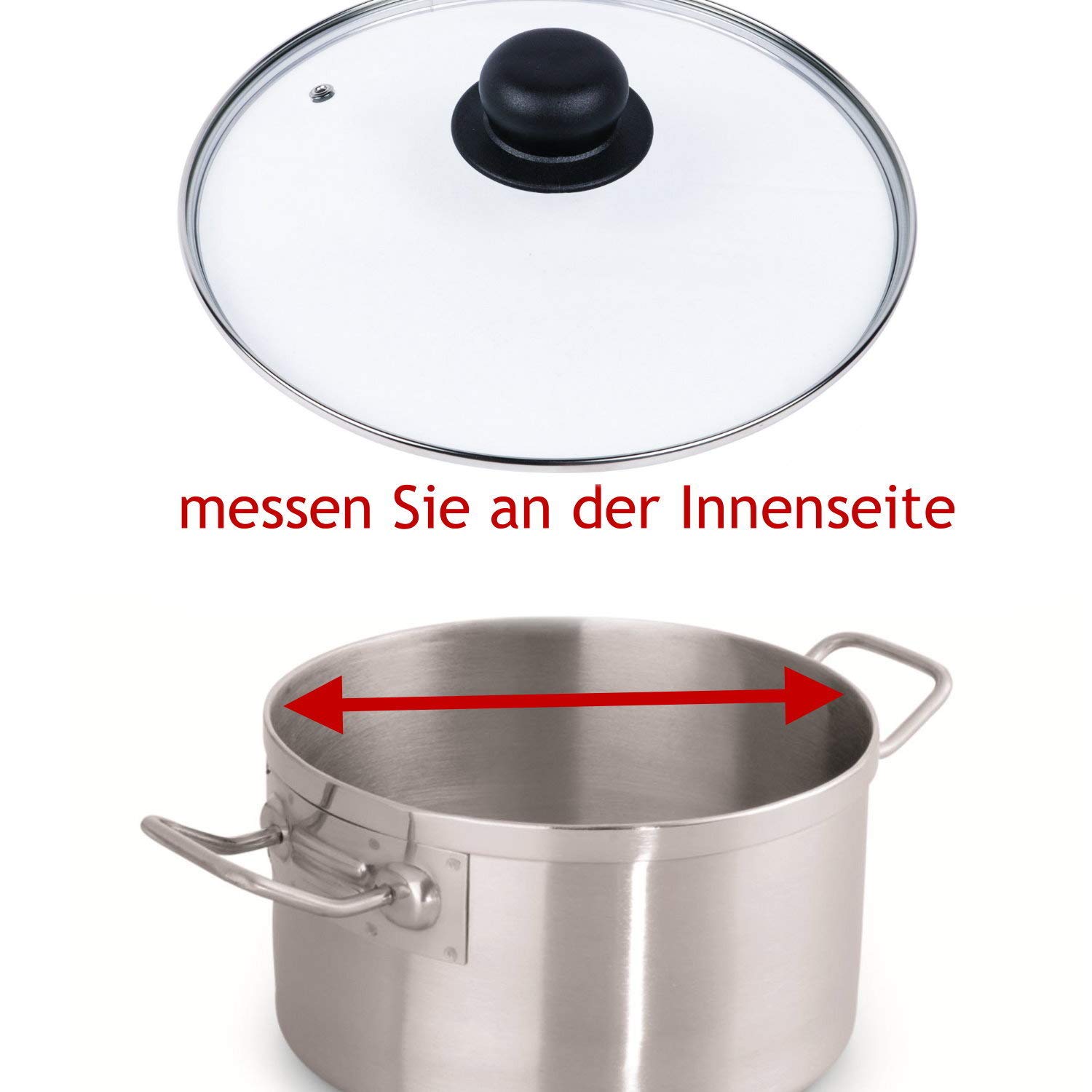 Couvercle En Verre Pour Poêle Et Casserole - 18 Cm - Poignée Plastique - Anneau Inox - Transparent Et Lavable Lave-Vaisselle