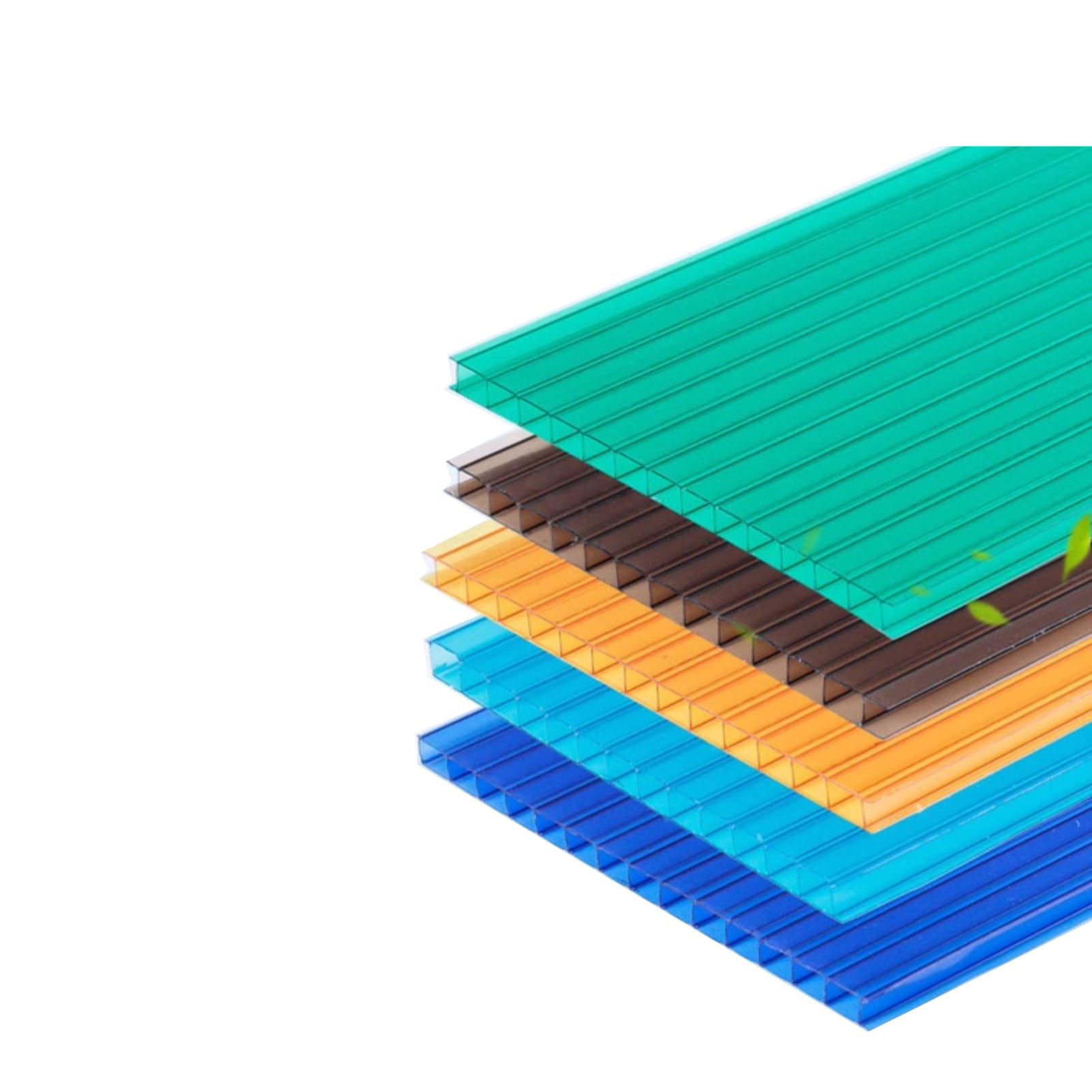 48-teiliges Set Doppelwandiger Polycarbonat-Gewächshausplatten, Polycarbonat-Dachplatten, Verstärkte Transparente Platten for Außengewächshäuser(Green,50X50cm-10mm)
