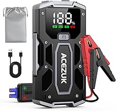 ACEZUK Avviatore Batteria, 5000A Avviatore di Emergenza per Auto/Moto(7.0L Gas or 5.5L Diesel) Starter Batteria Auto Portatile Jump Start con LED/LCD Booster Avviamento