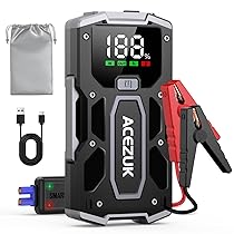ACEZUK Avviatore Batteria, 5000A Avviatore di Emergenza per Auto, Moto(7.0L Gas or 5.5L Diesel) Starter Batteria Portatile Jump Start con LED, LCD Booster Avviamento