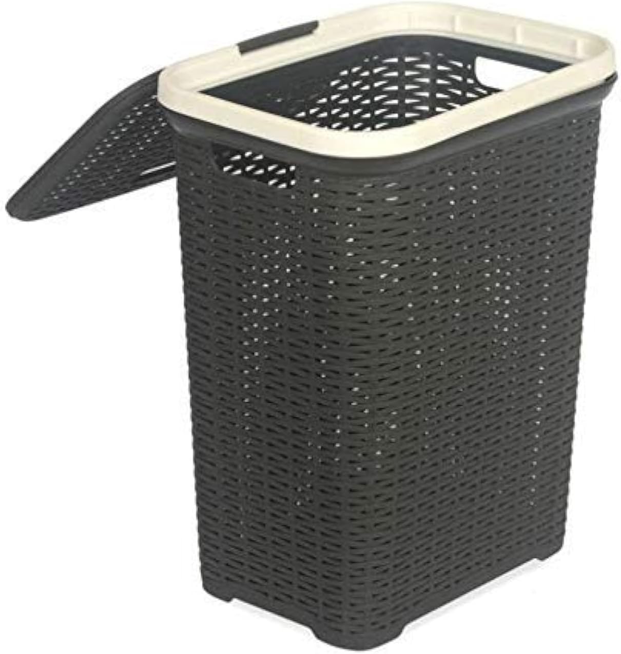 Nilkamal Plastic Ventilated Laundry Basket with Lid (50 LTR, Dark Grey)