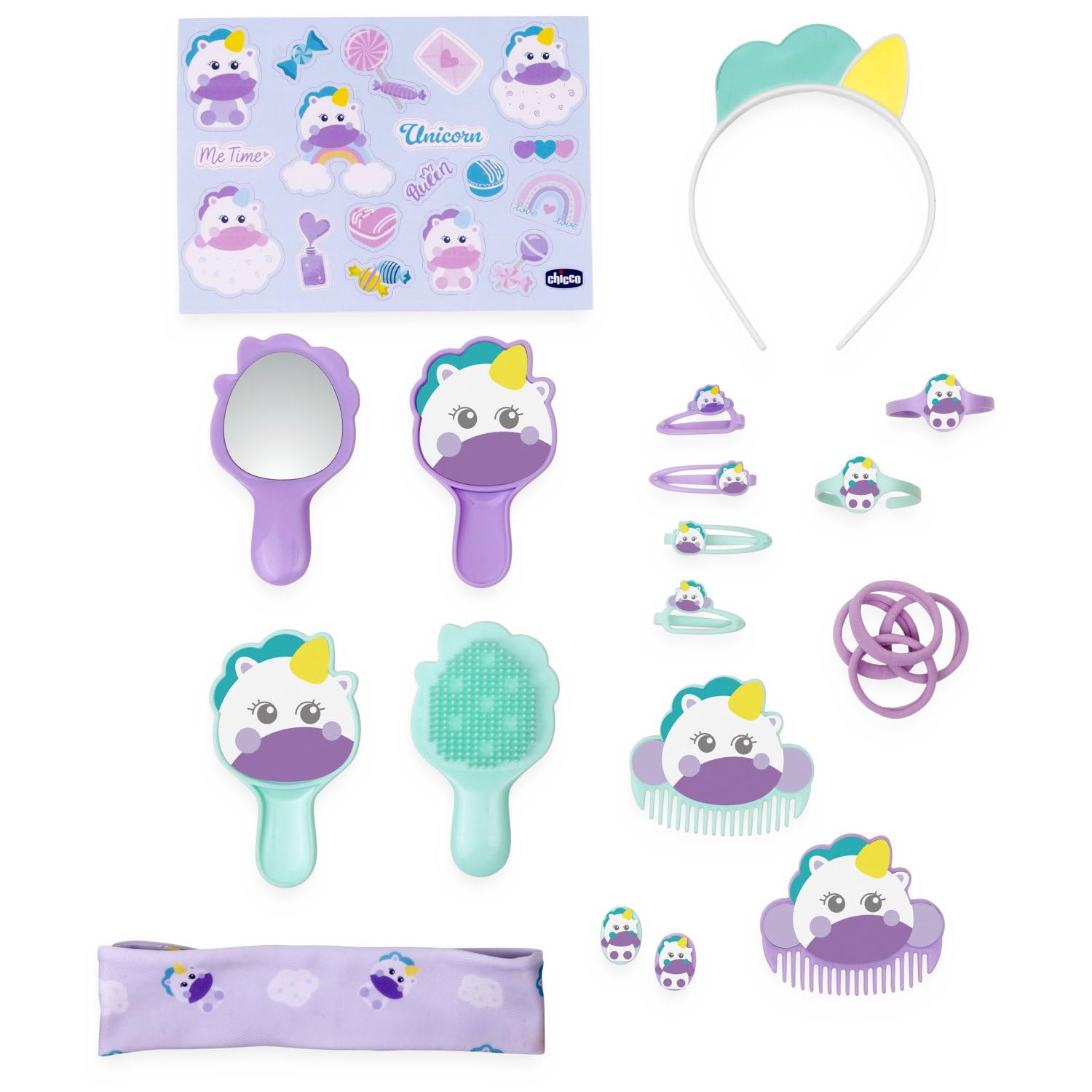 Chicco Unicorn Vanity Set – Postazione Bellezza e Specchiera Bambini con Profumo alla Vaniglia, Specchiera Unicorno, 17 Accessori per Capelli e Gioielli, Idea Regalo Bambina, 3 Anni +