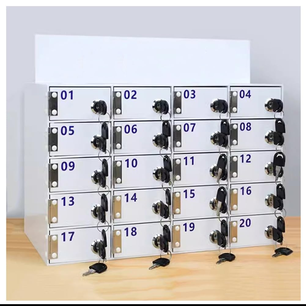 Armoire téléphonique en Acrylique avec Porte verrouillable, Armoire de Rangement Murale à 12 Compartiments, adaptée aux Bureaux, écoles, usines - Solution de Rangement sécurisée (Blanc).