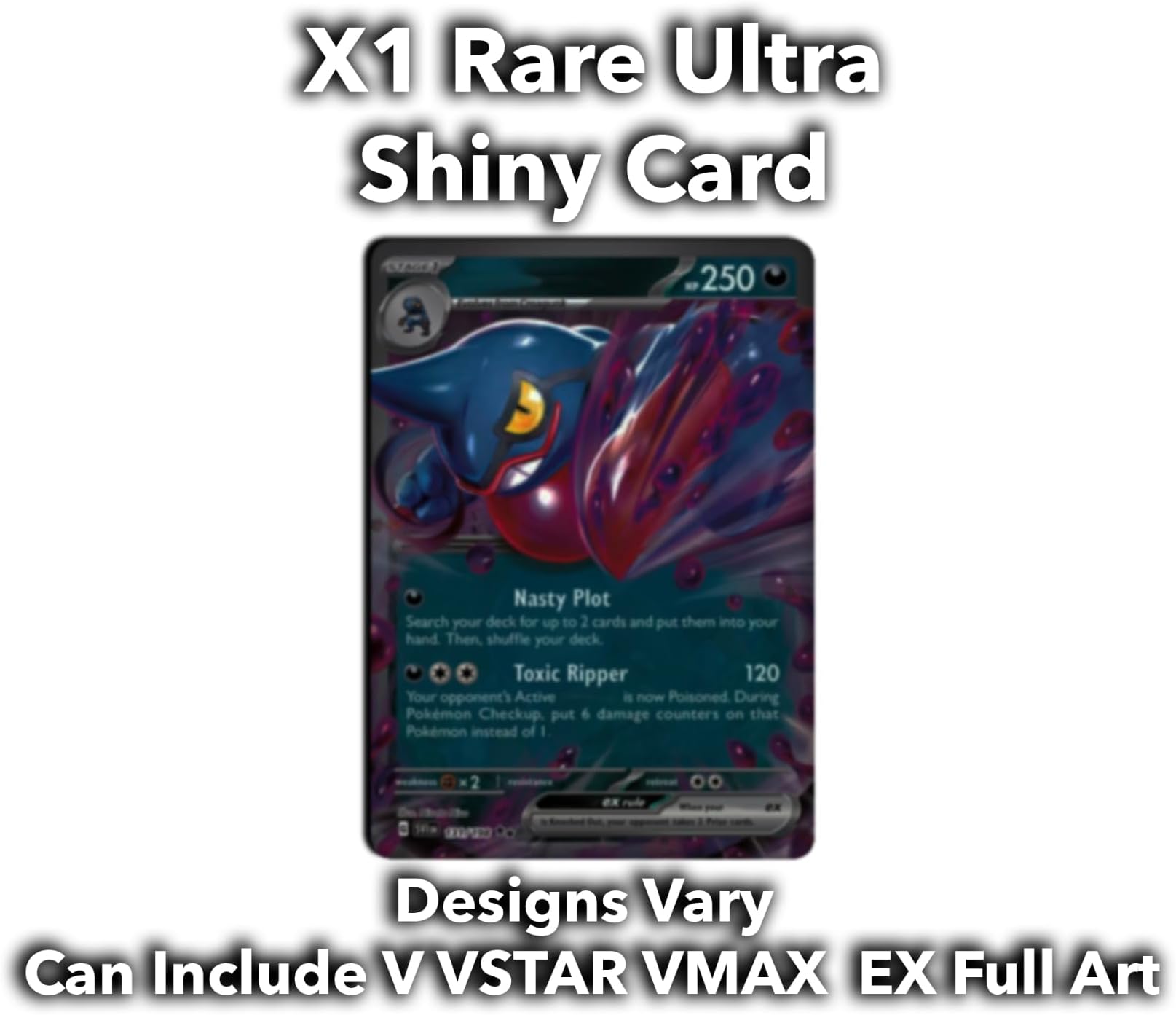 The Toy Box Ultimate Shiny Card Bundle - 50 Random Cards Guaranteed 10 Holos + 1 Ultra Rare Card Plus Card Compatible with Pokemon TCG