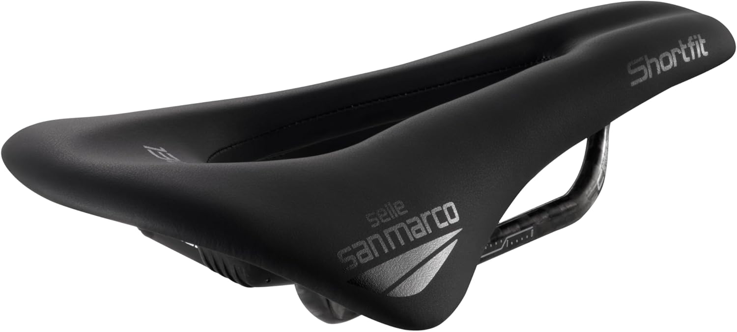 Selle San Marco SHORTFIT 130 – Ergonomischer Rennrad-Sattel mit kurzem Schnitt, zentraler Aussparung – Größe S3, Schwarz