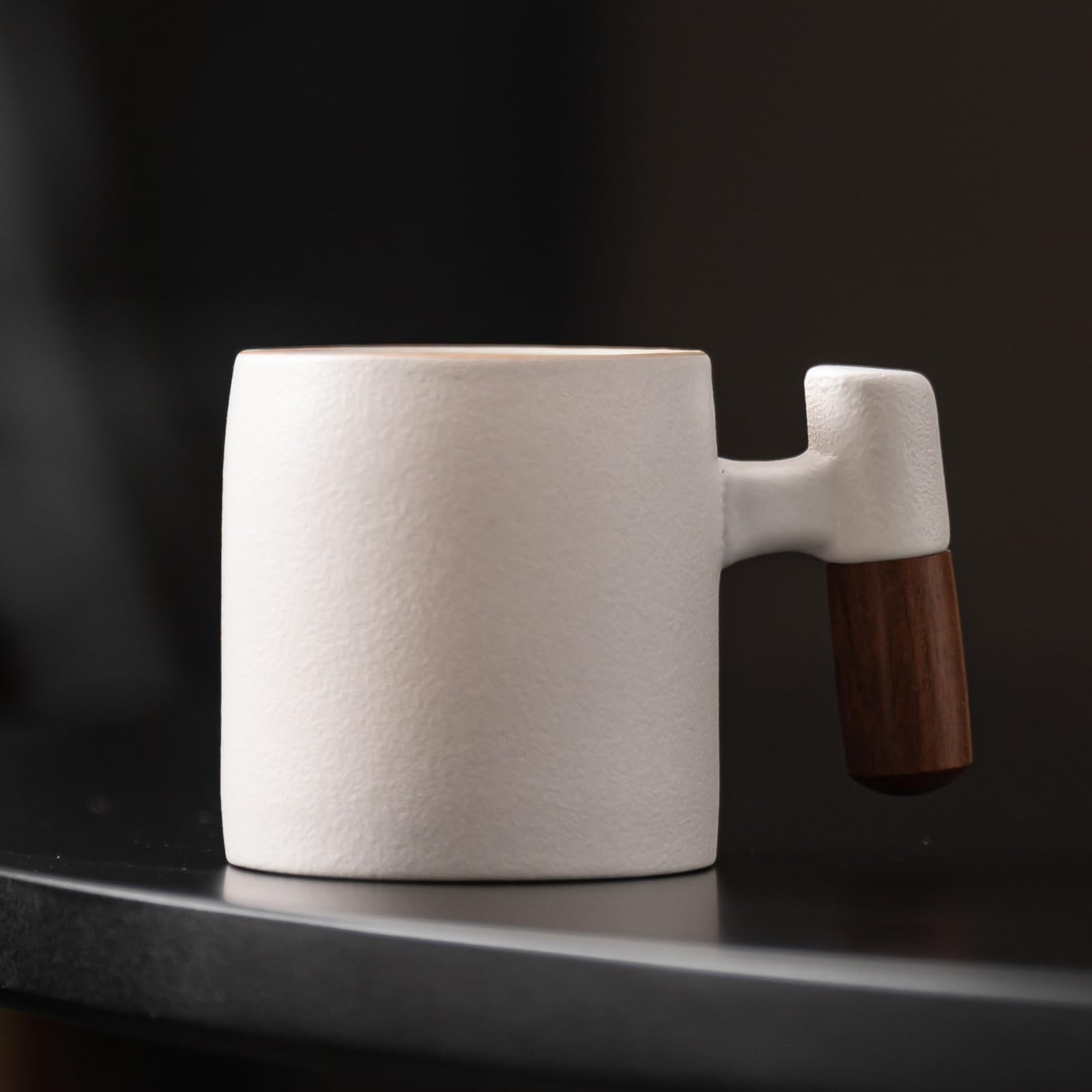 Tazas de café expreso de cerámica de 2 onzas con mango de madera, juego de 2/4 piezas para café, té, café con leche, aptas para lavavajillas, multicolor y estilos de madera, regalo y café