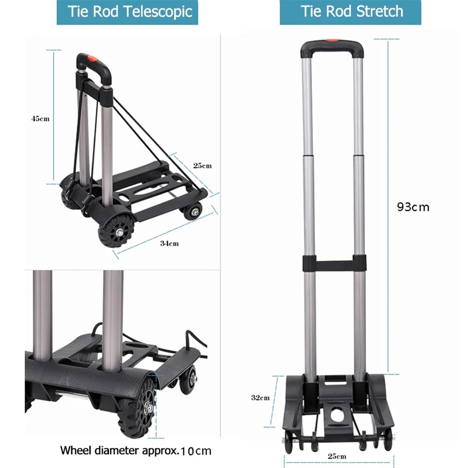 Schwere Faltbare Sackkarre Heavy Duty Faltbare Hand Sack Rad Trolley Klapp LKW Barrow Warenkorb Reise Gepäck Warenkorb Tragbare