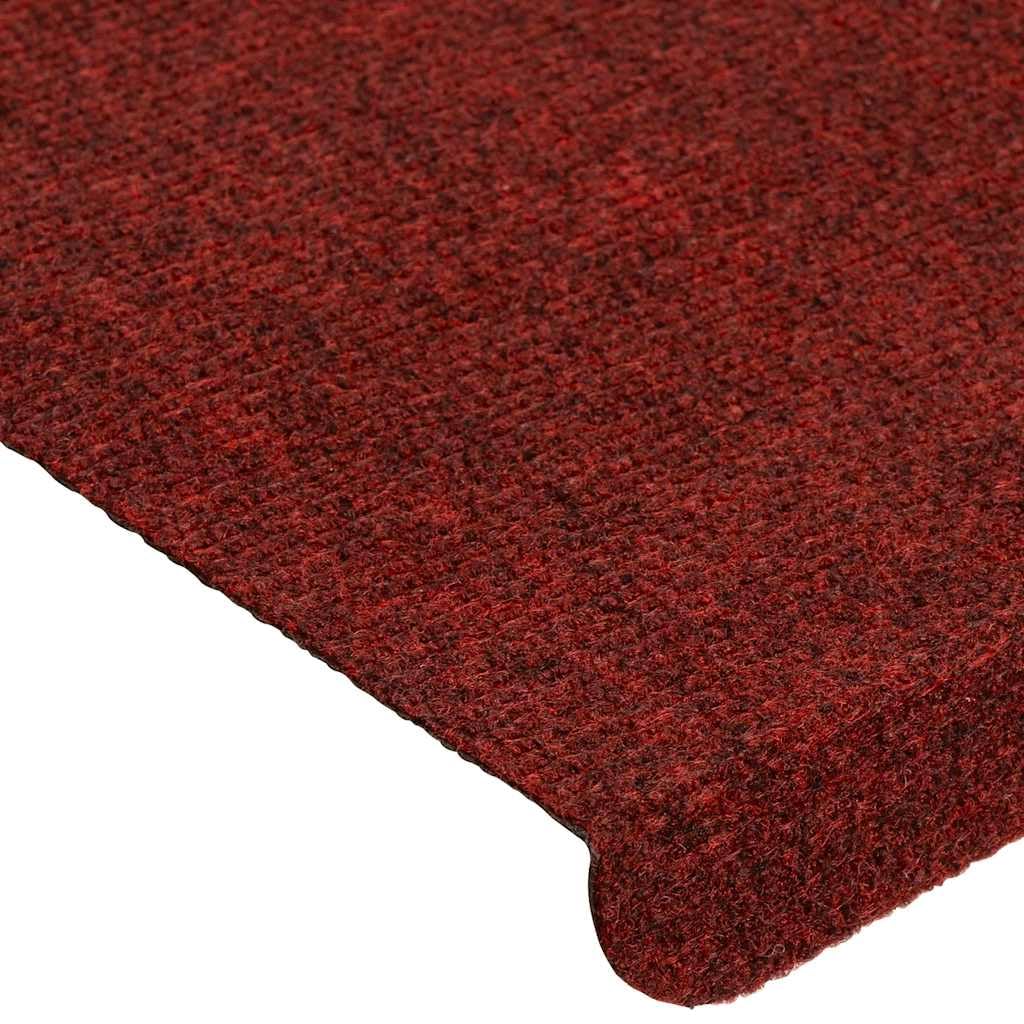 Stufenmatten Selbstklebend 15 Stück 65x24.5x3.5 cm Rot Treppenstufen Matten, Teppich Innen für Treppen, rutschfest Stufenmatten Treppenteppich