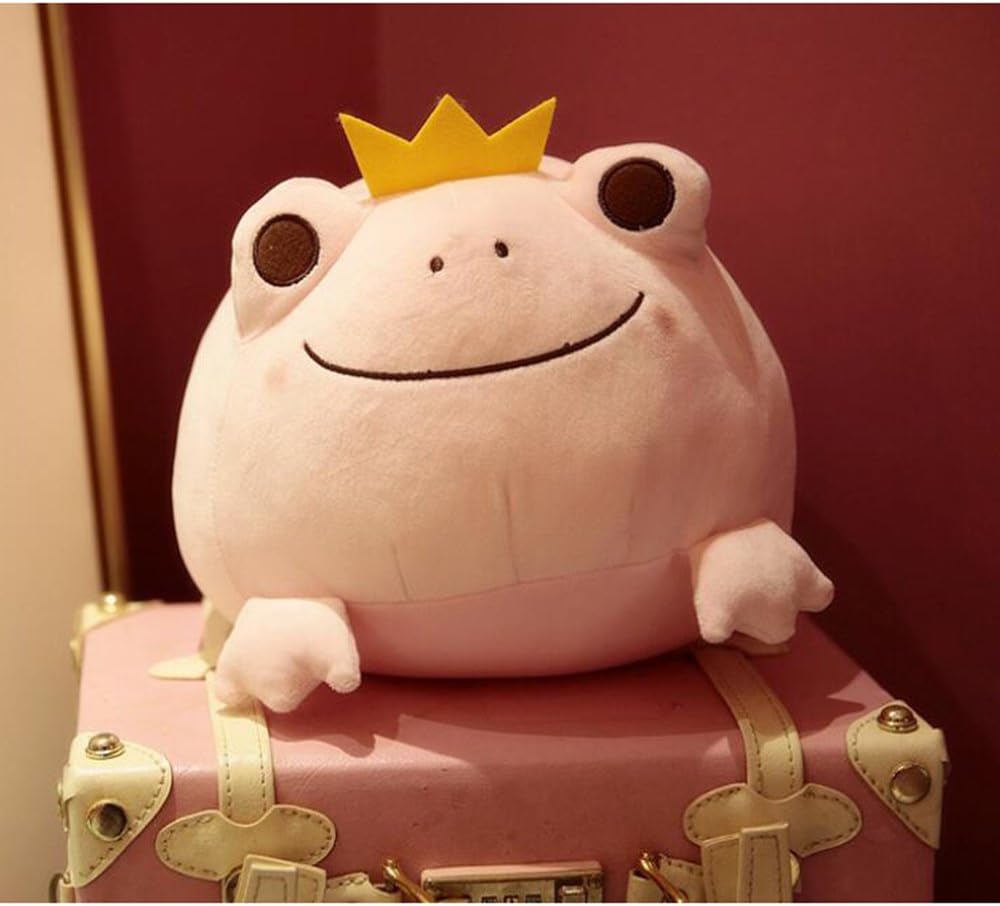 HYL World 13.8 Inches Crown Frog Plush Toy Stuffed Animal Smiling Froggy Dolls Pillow-Pink