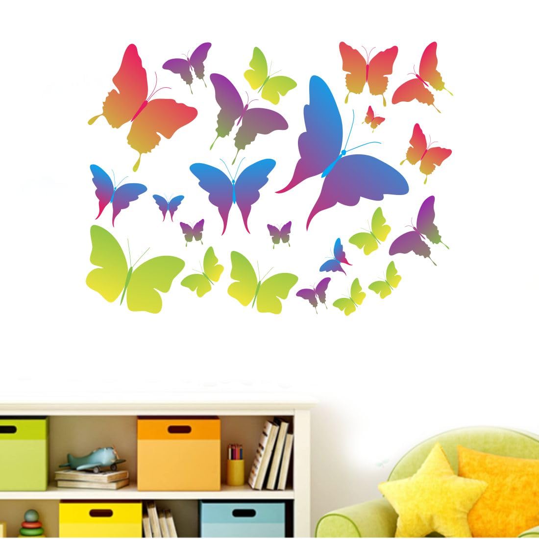 AH Decals Cartoon 3D Colour Full Butterflly Animated Wall Sticker Beautiful Created Designs Kids Room Sticker Wall, Hall, Living Room,Poster 3D Background Removable Sticker Gallery Poster - Image 6 thumbnail
