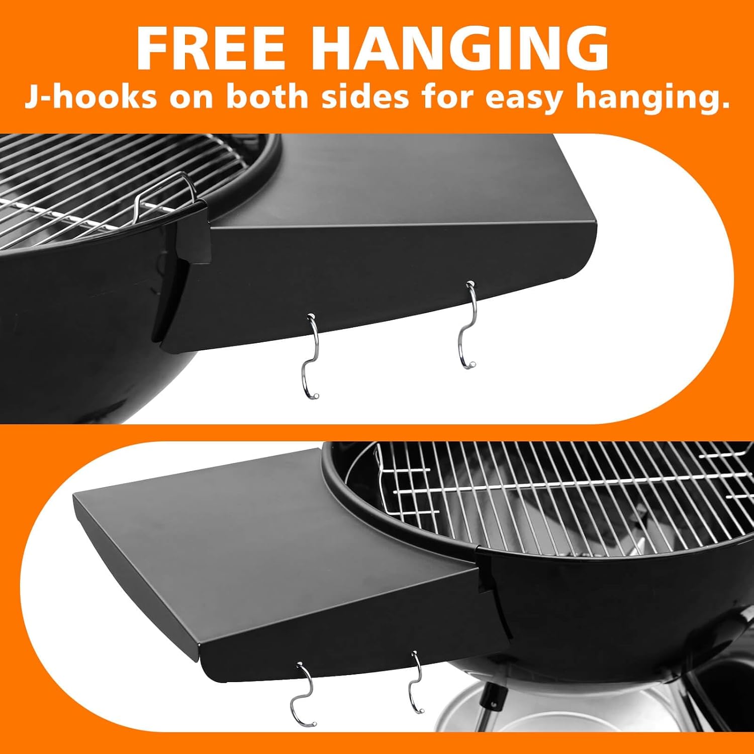 GRISUN Grill Table Shelf and Lid Holder for Weber Kettle Grills 22 Inches, Charcoal Grill Side Table Shelf and Slide a Side Lid Prop, Charcoal Grill Accessories for Weber, (Grill No Included)