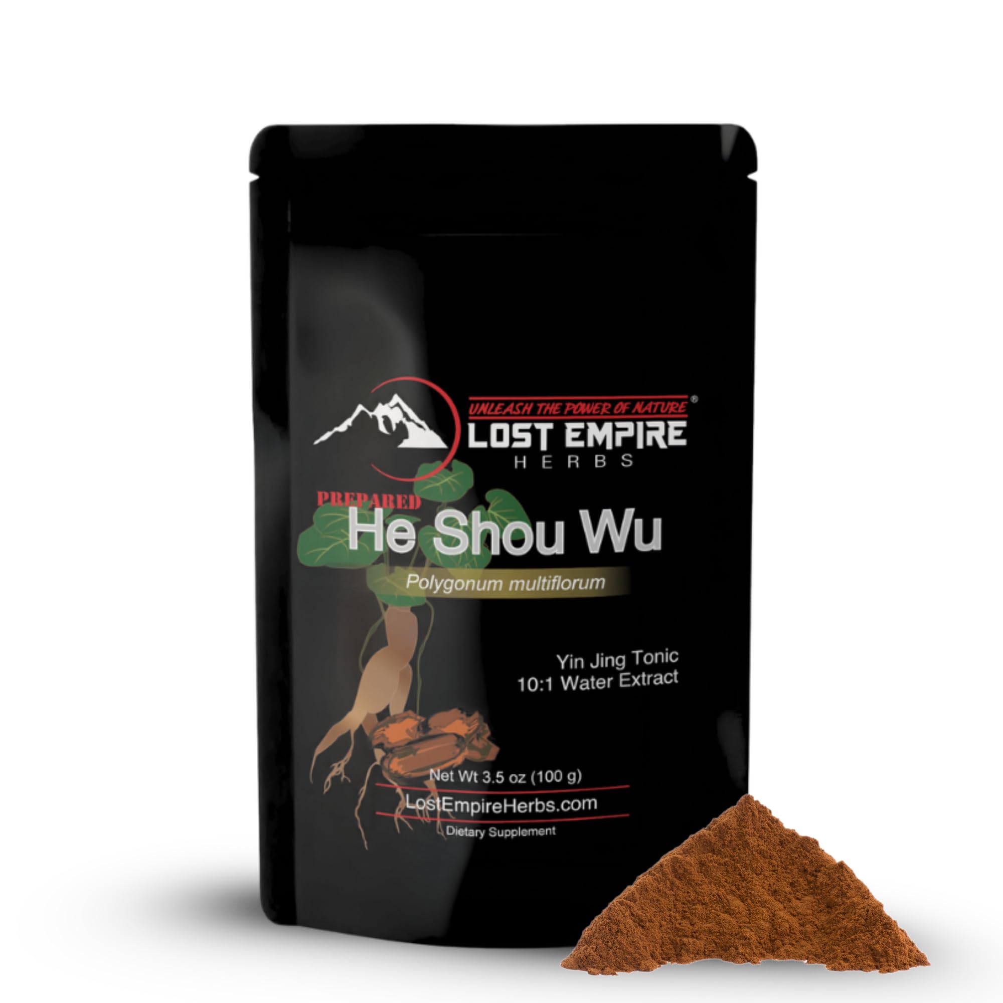 Lost Empire Herbs He Shou Wu 10:1 Extract Powder | Polygonum multiflorum or Fo-Ti Traditionally Prepared Roots for Jing (100 Grams)