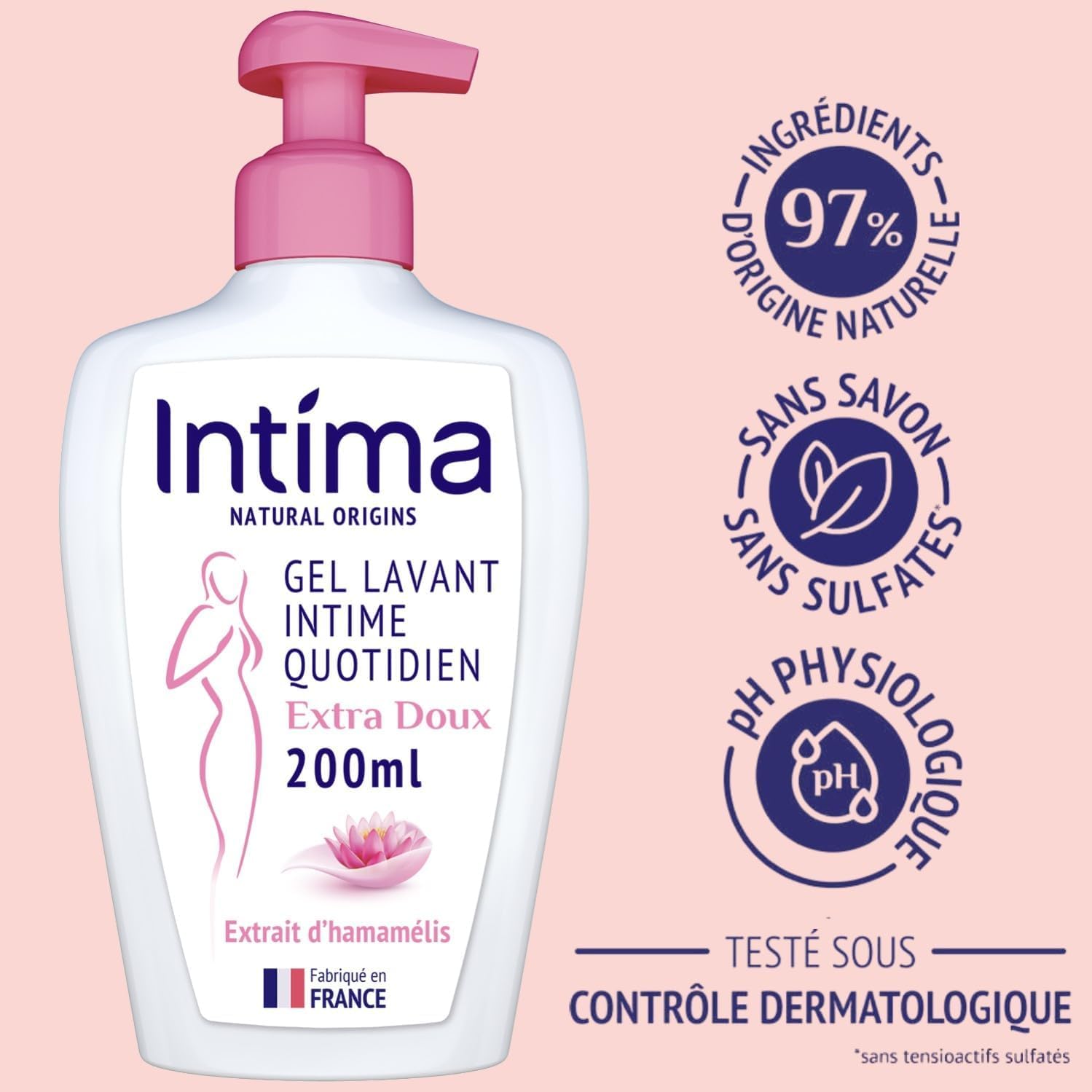 Intima - Lot de 12 Gels Intime Femme Natural Origins - Gel Extra Doux - 97% naturels - 12x200 ml