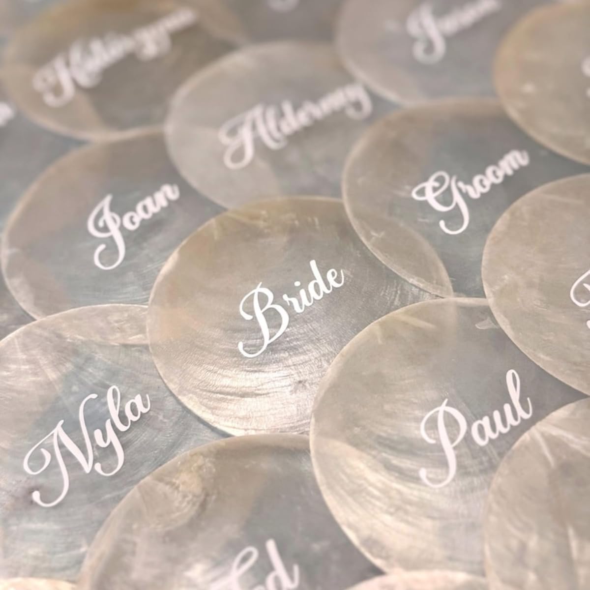Conchiglie personalizzabili segnaposto con nome e conchiglie personalizzabili per gli ospiti, segnaposto personalizzati con nome (20 pezzi)