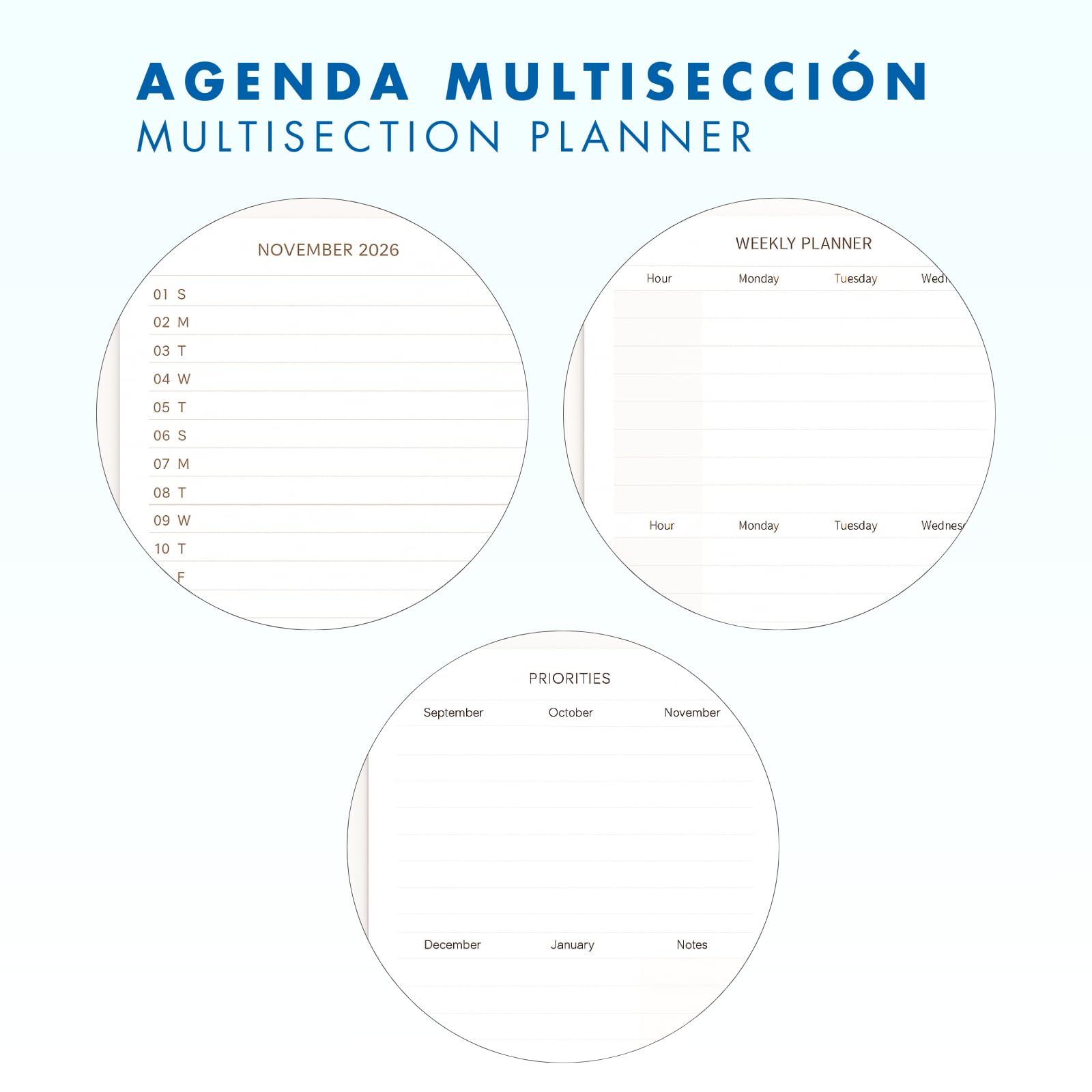 Agenda Scolaire 2026 2027 Septembre à Juin Semaine Vue A5 15x21 cm Langues ESP ENG FRA ALL Couverture Souple Simili Cuir Fermeture Élastique Avec Stickers Green Mousse